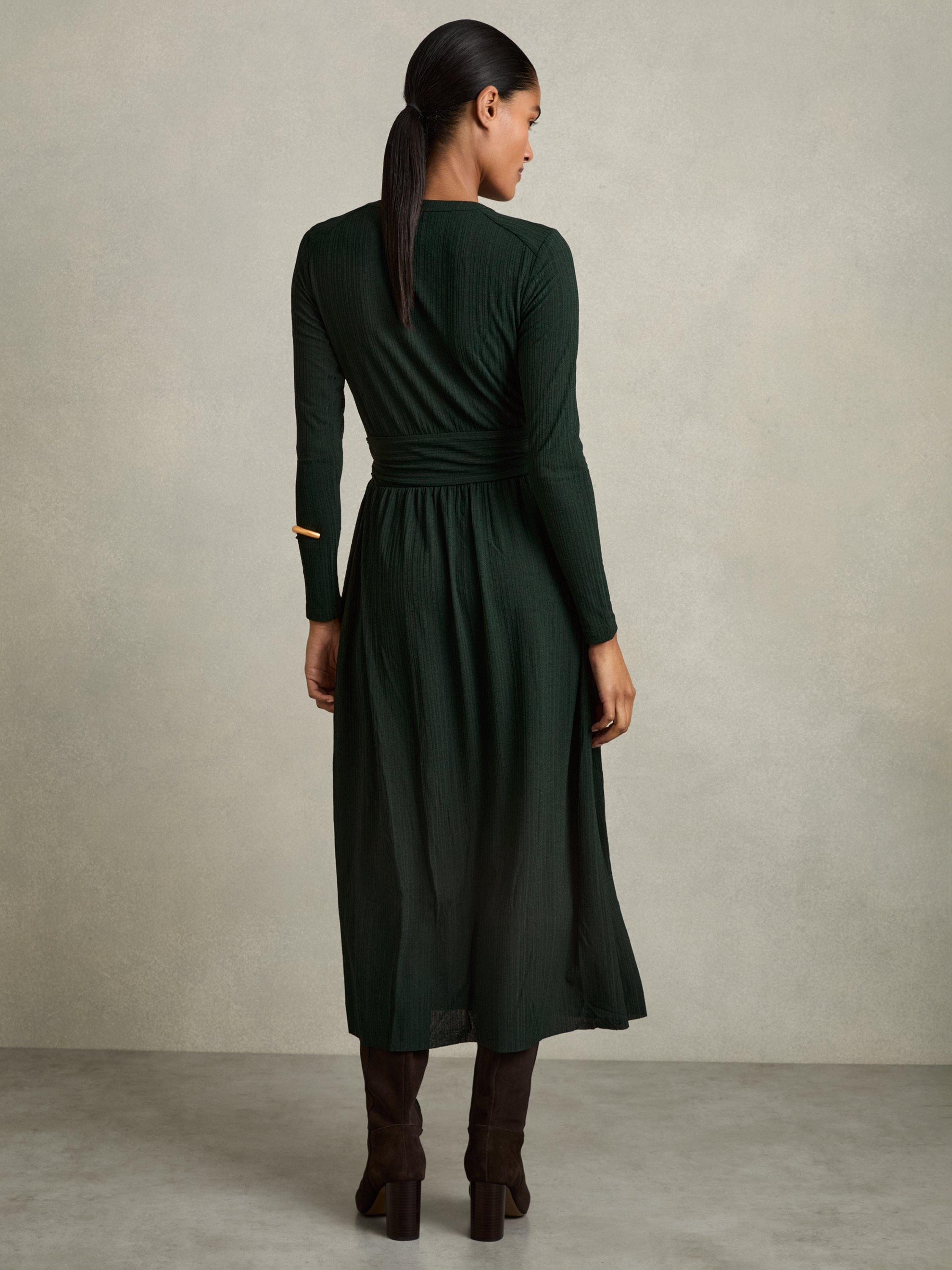 Product image 5 of 5, which shows Reiss Madeline Wrap Midi Dress, Green, 6