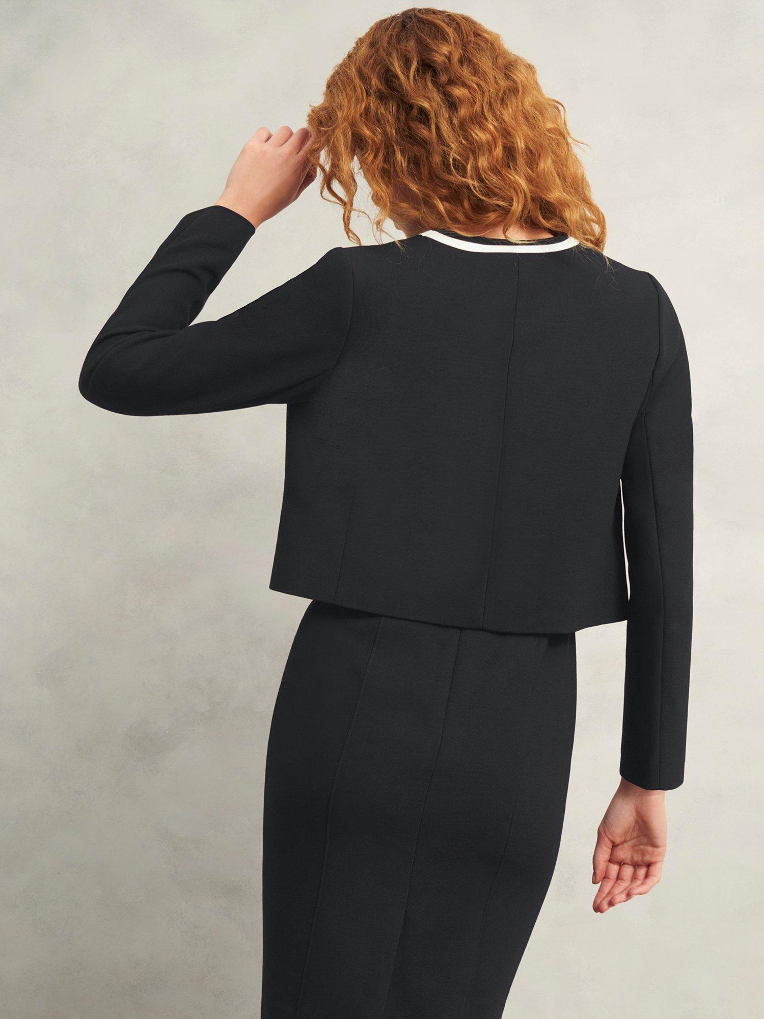 Product image 2 of 8, which shows Hobbs Petite Nory Contour Jacket, Black/Ivory, 14