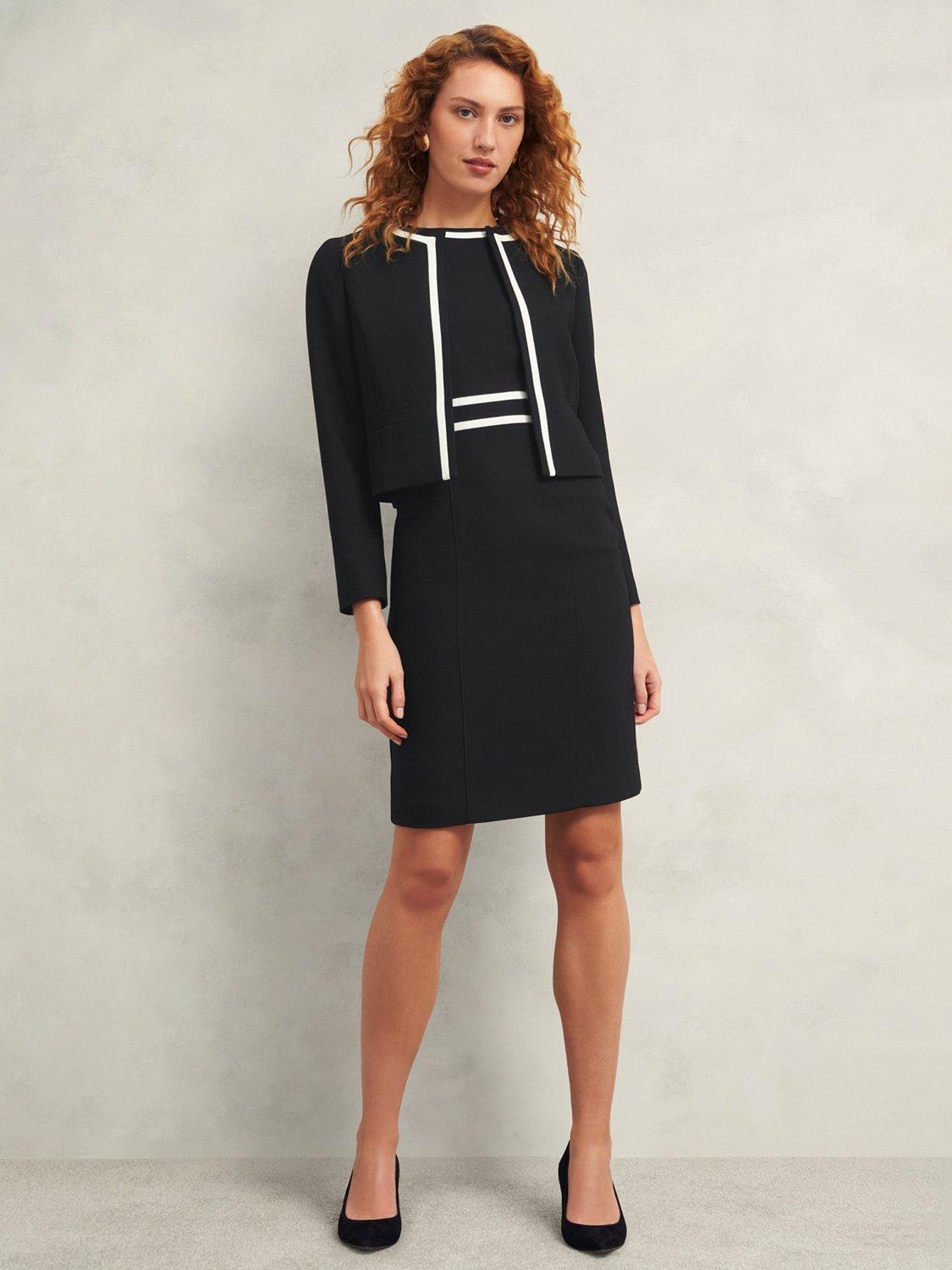 Product image 3 of 8, which shows Hobbs Petite Nory Contour Jacket, Black/Ivory, 14