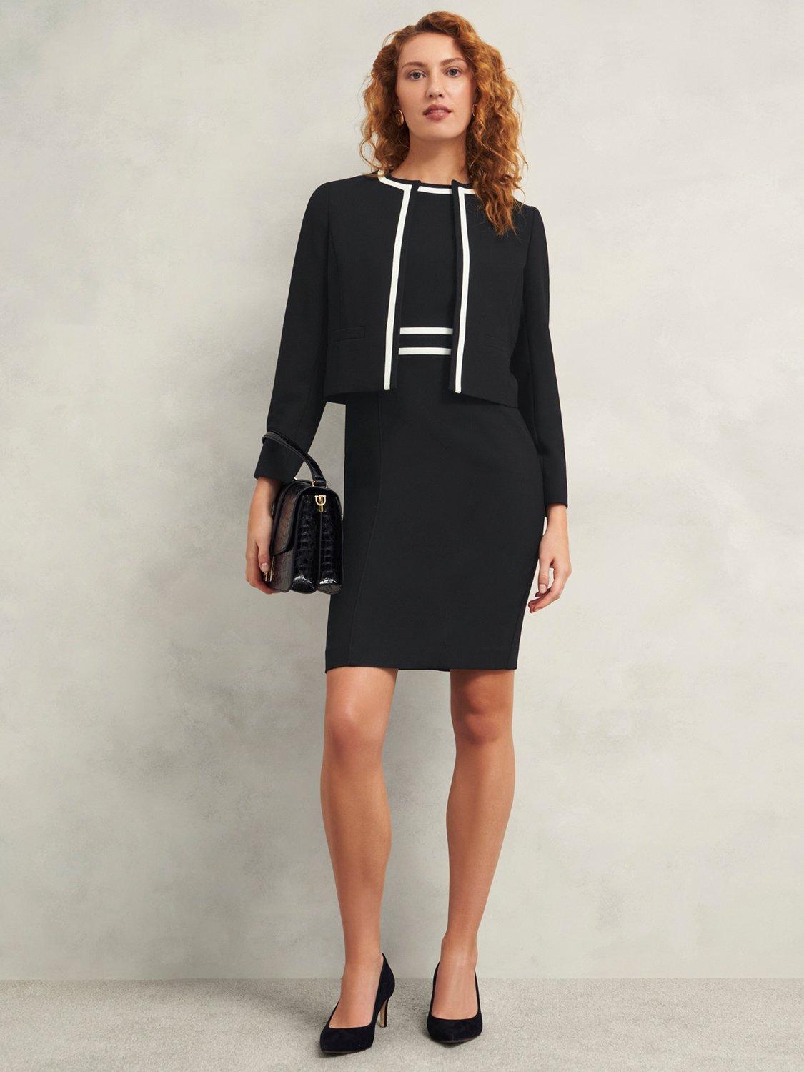Product image 4 of 8, which shows Hobbs Petite Nory Contour Jacket, Black/Ivory, 14