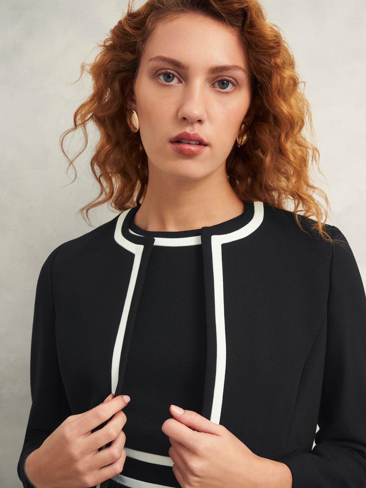 Product image 7 of 8, which shows Hobbs Petite Nory Contour Jacket, Black/Ivory, 14