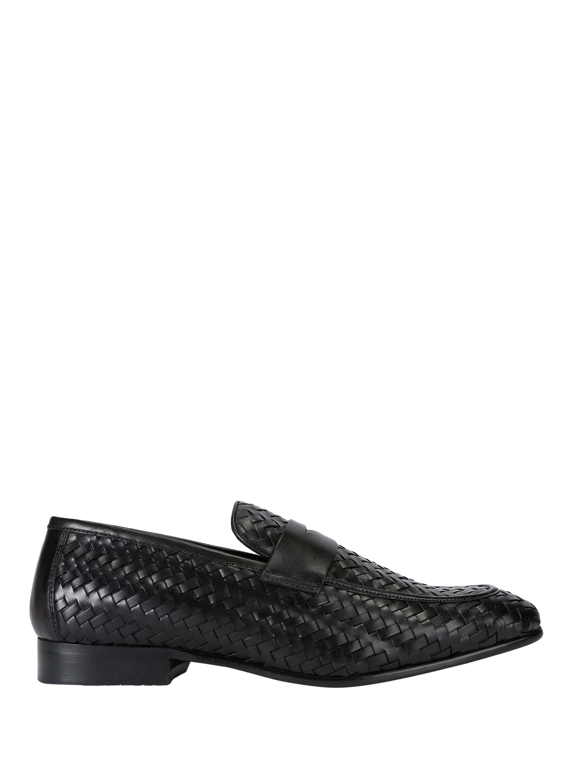 Product image 1 of 5, which shows KG Kurt Geiger Conrad Leather Woven Slip On Loafers, Black, 6