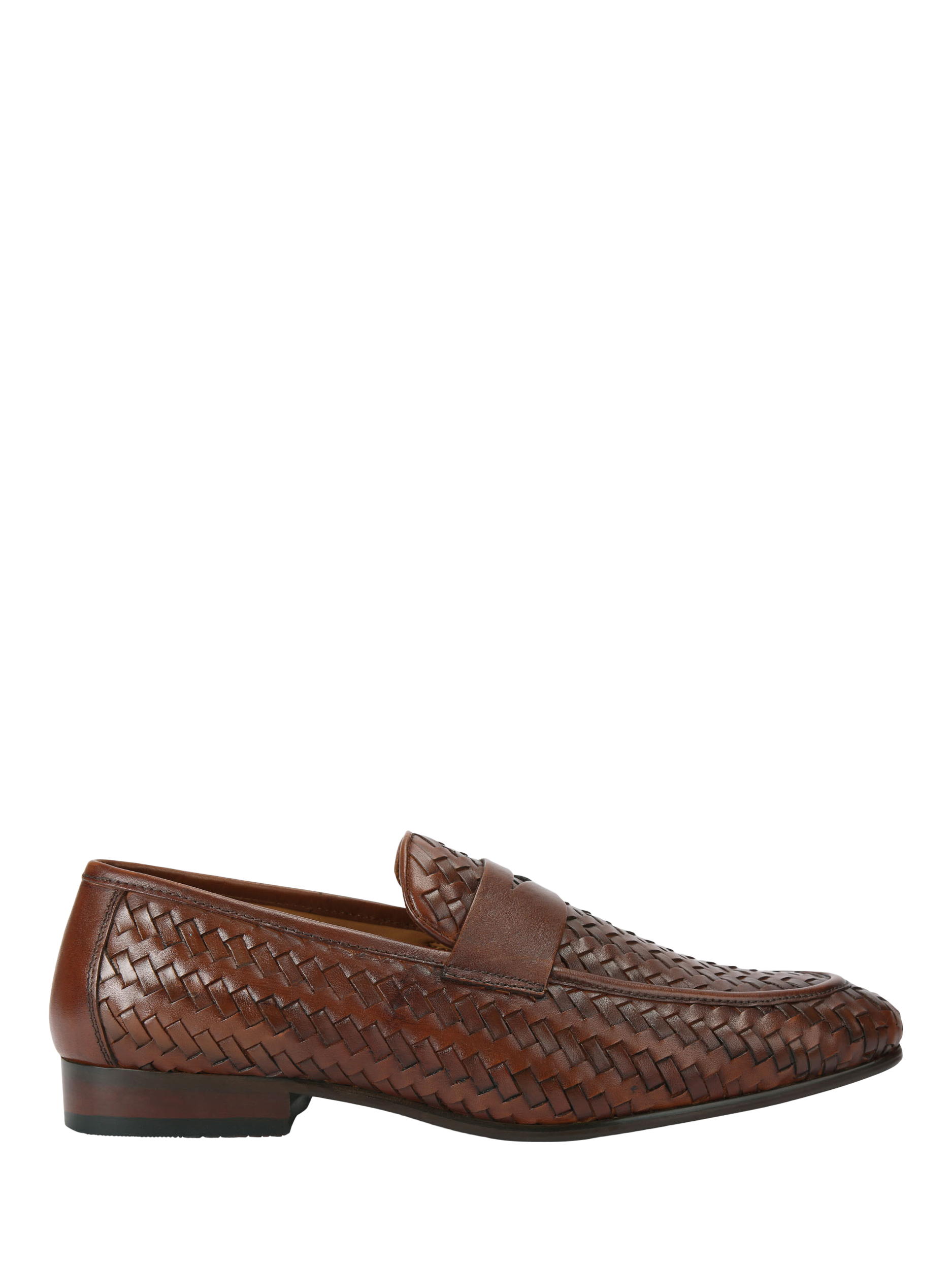 Product image 1 of 4, which shows KG Kurt Geiger Conrad Leather Woven Slip On Loafers, Brown Tan, 6