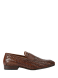 KG Kurt Geiger Conrad Leather Woven Slip On Loafers, Brown Tan