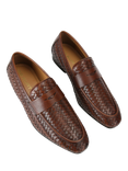 KG Kurt Geiger Conrad Leather Woven Slip On Loafers, Brown Tan