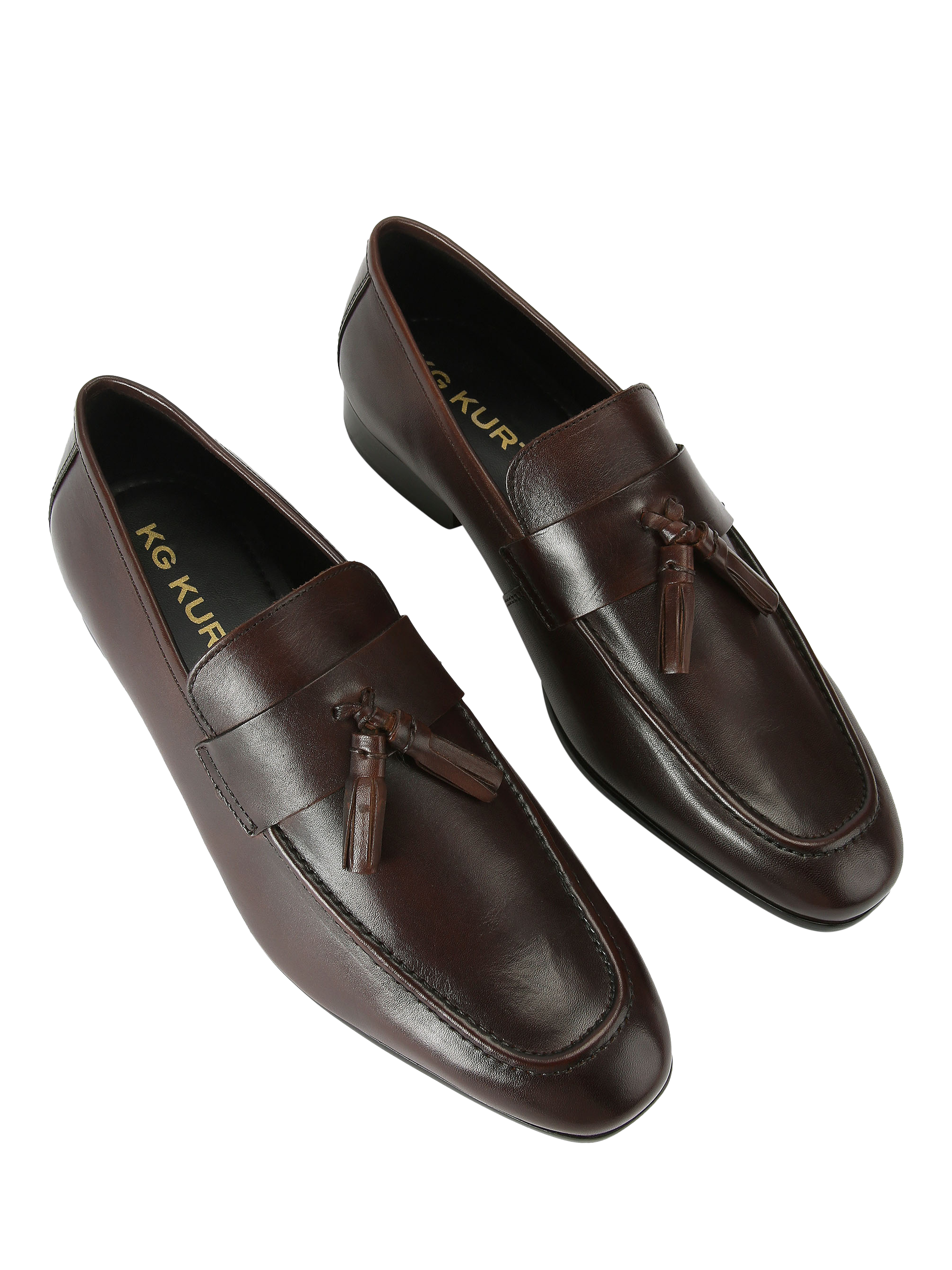 Product image 3 of 4, which shows KG Kurt Geiger Cooper Leather Tassel Loafers, Brown, 6