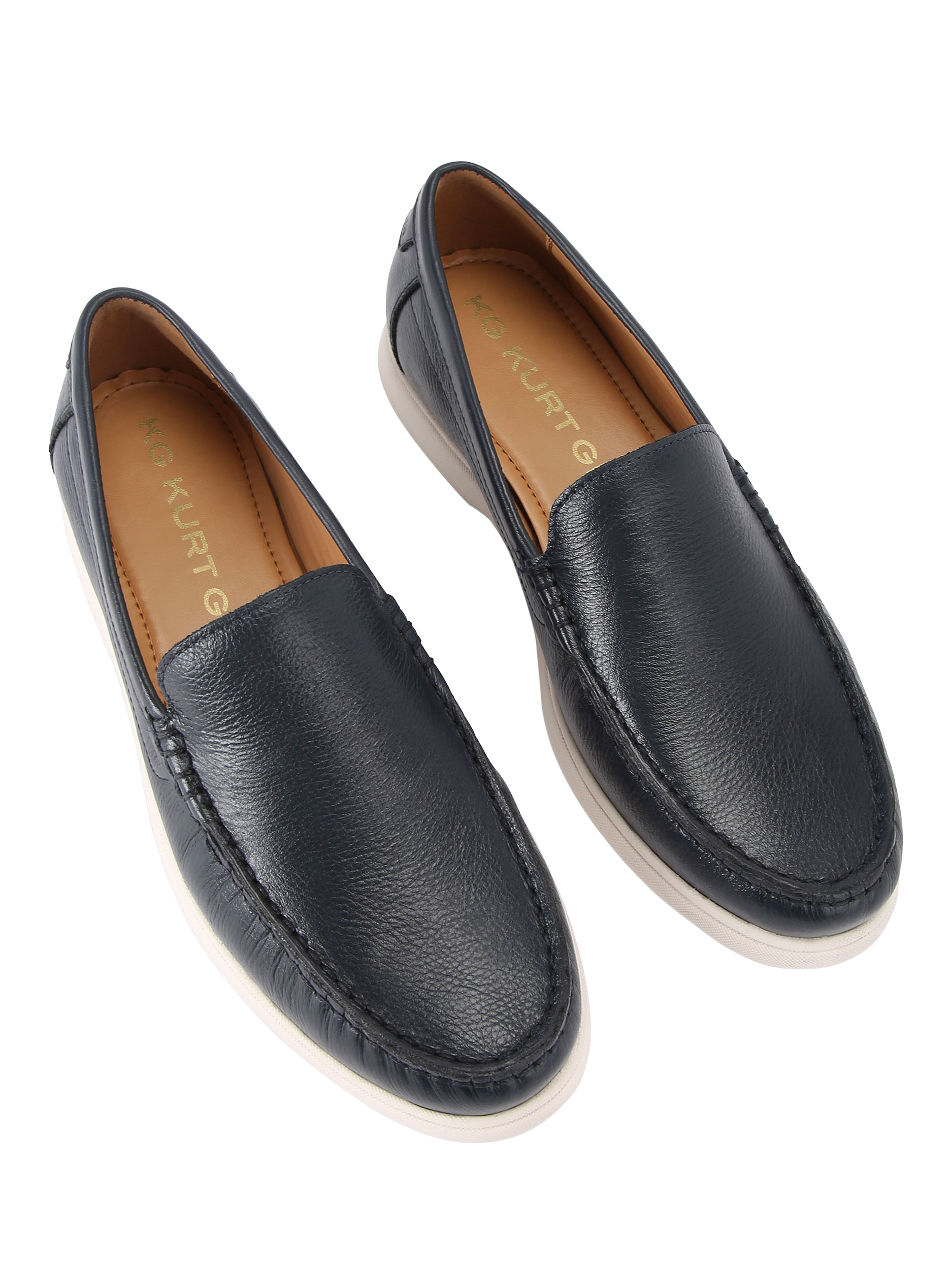 Product image 3 of 5, which shows KG Kurt Geiger Remi Leather Slip On Loafers, Blue Navy, 6