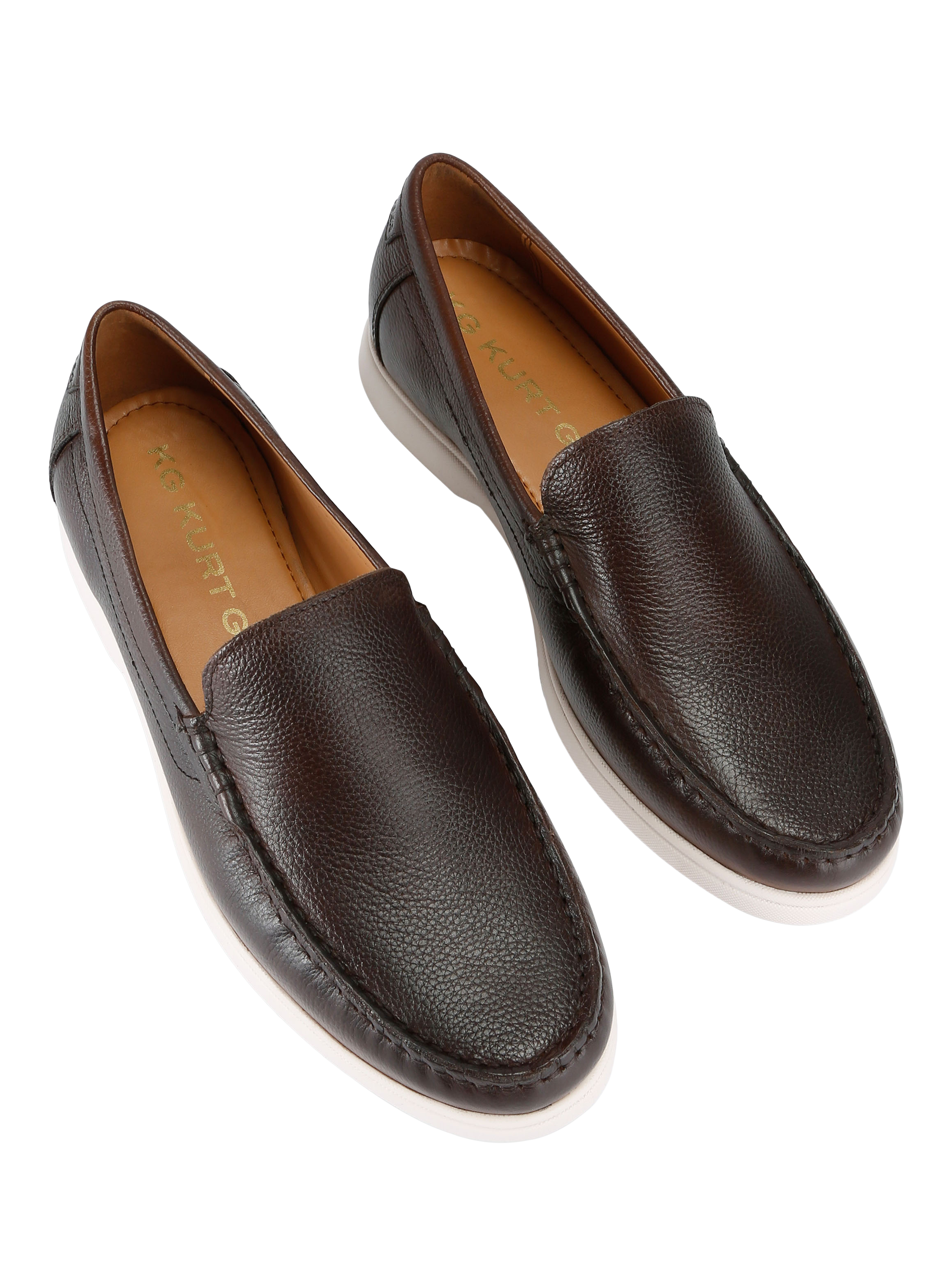 Product image 3 of 5, which shows KG Kurt Geiger Remi Leather Slip On Loafers, Brown, 6