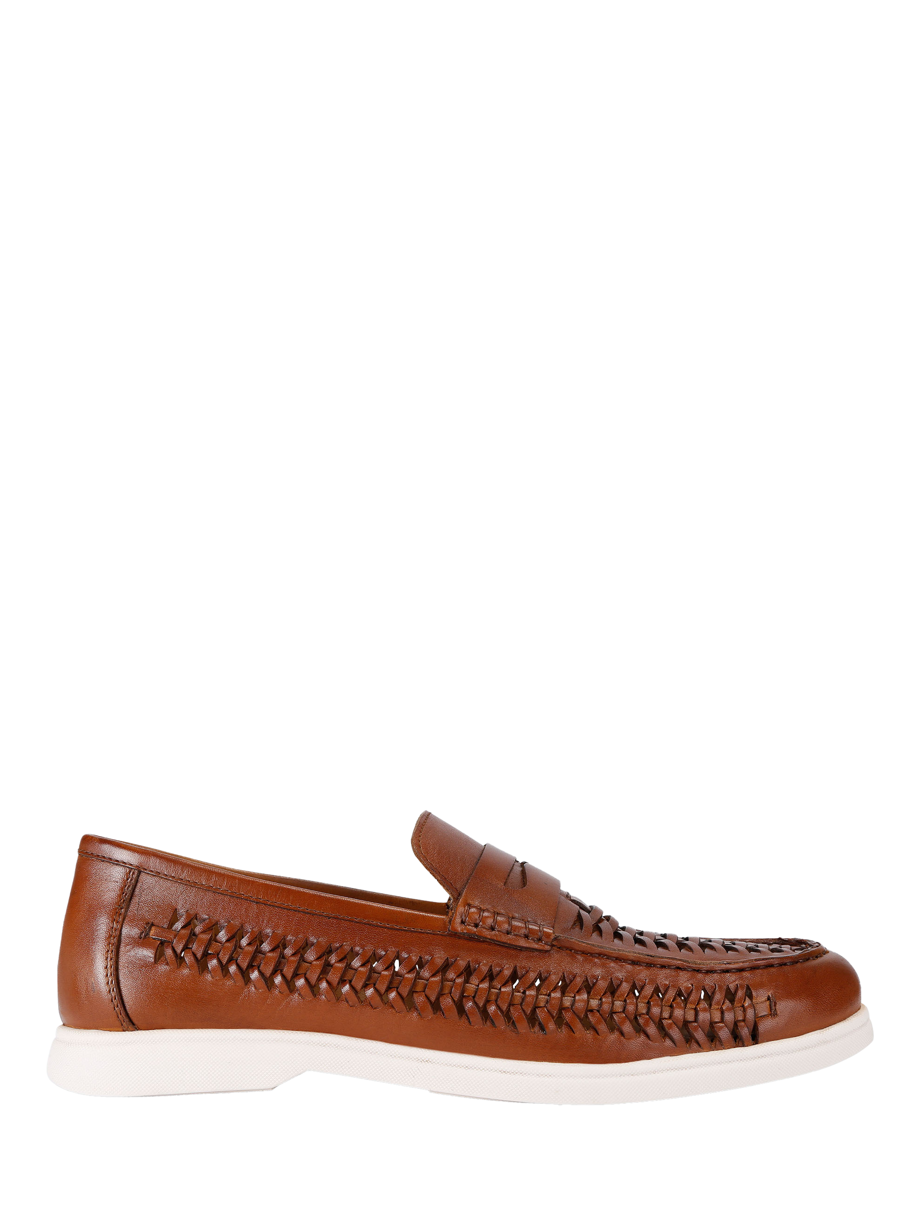 Product image 1 of 5, which shows KG Kurt Geiger Remi Leather Weave Loafers, Brown Tan, 6