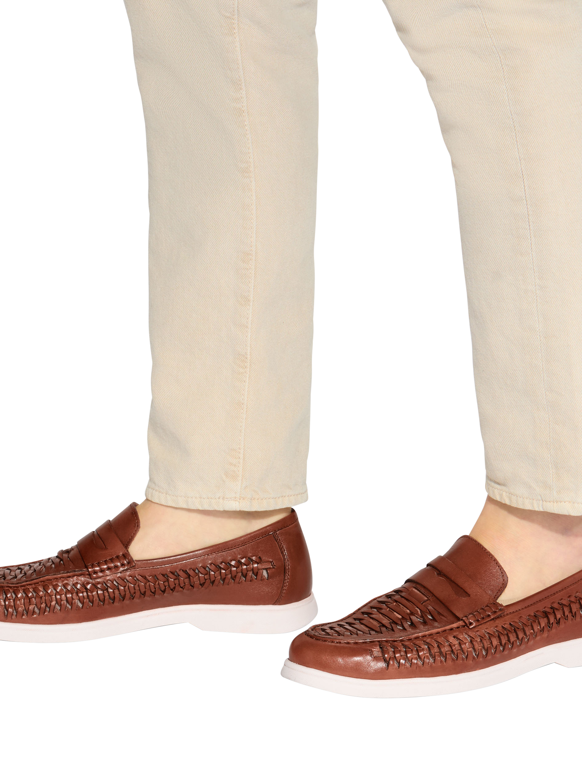 Product image 2 of 5, which shows KG Kurt Geiger Remi Leather Weave Loafers, Brown Tan, 6