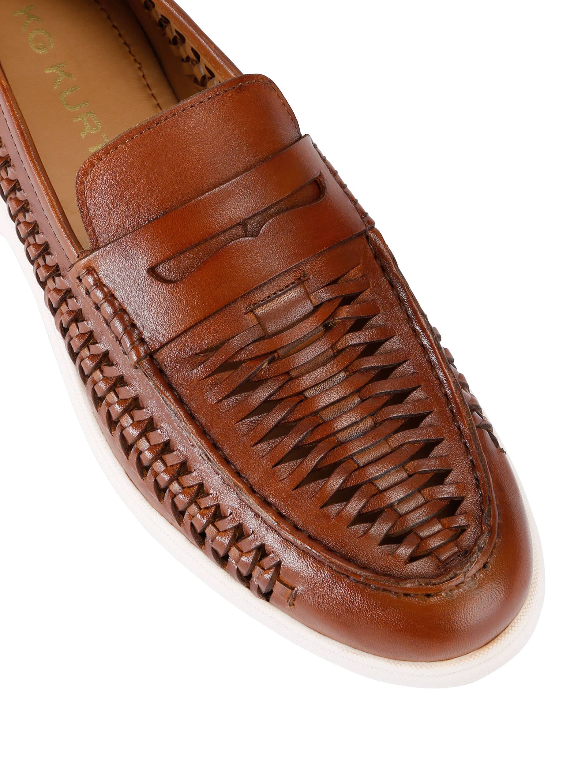 Product image 5 of 5, which shows KG Kurt Geiger Remi Leather Weave Loafers, Brown Tan, 6
