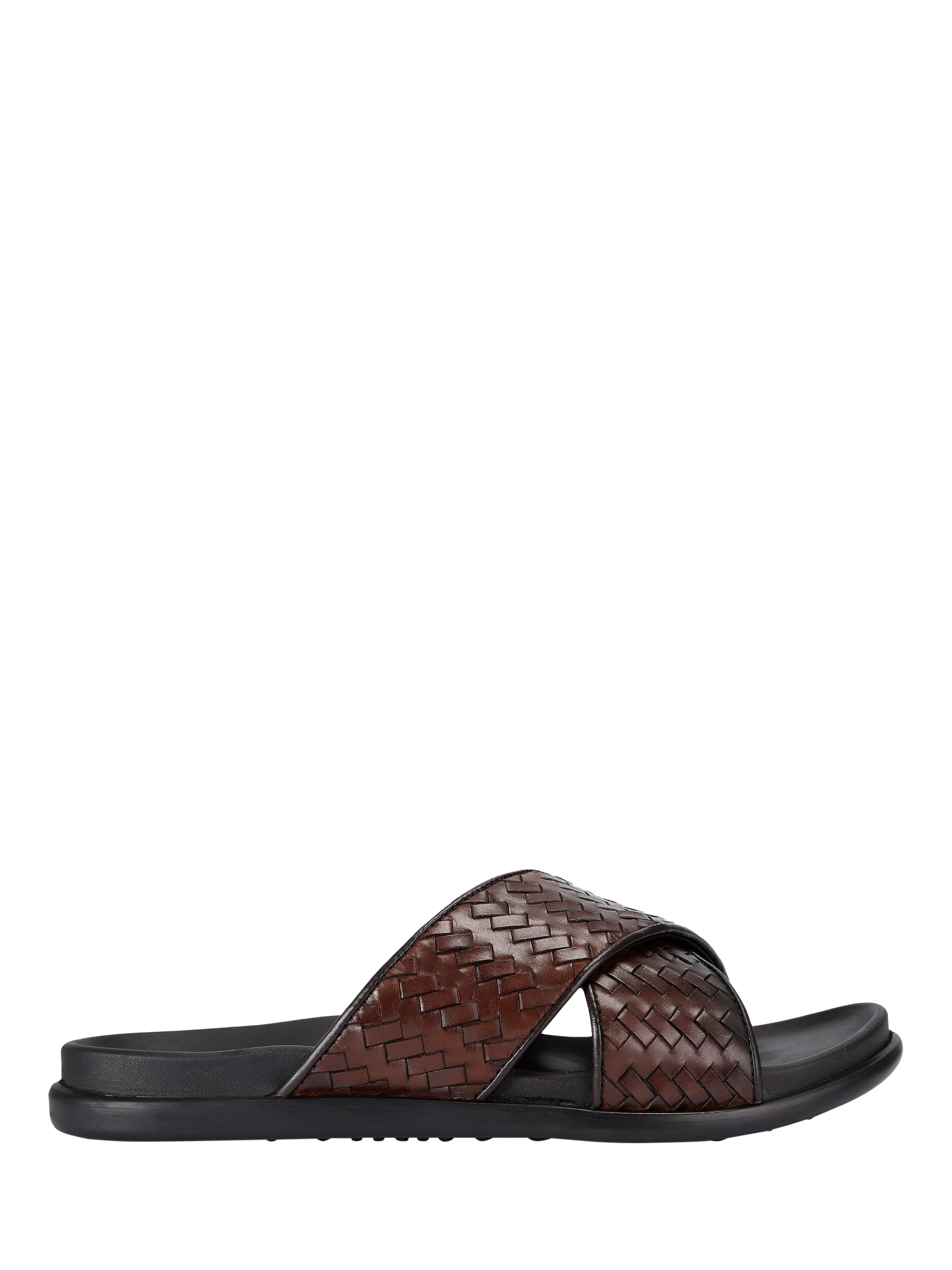 Product image 1 of 5, which shows KG Kurt Geiger Rome Weave Leather Sliders, Brown, 6