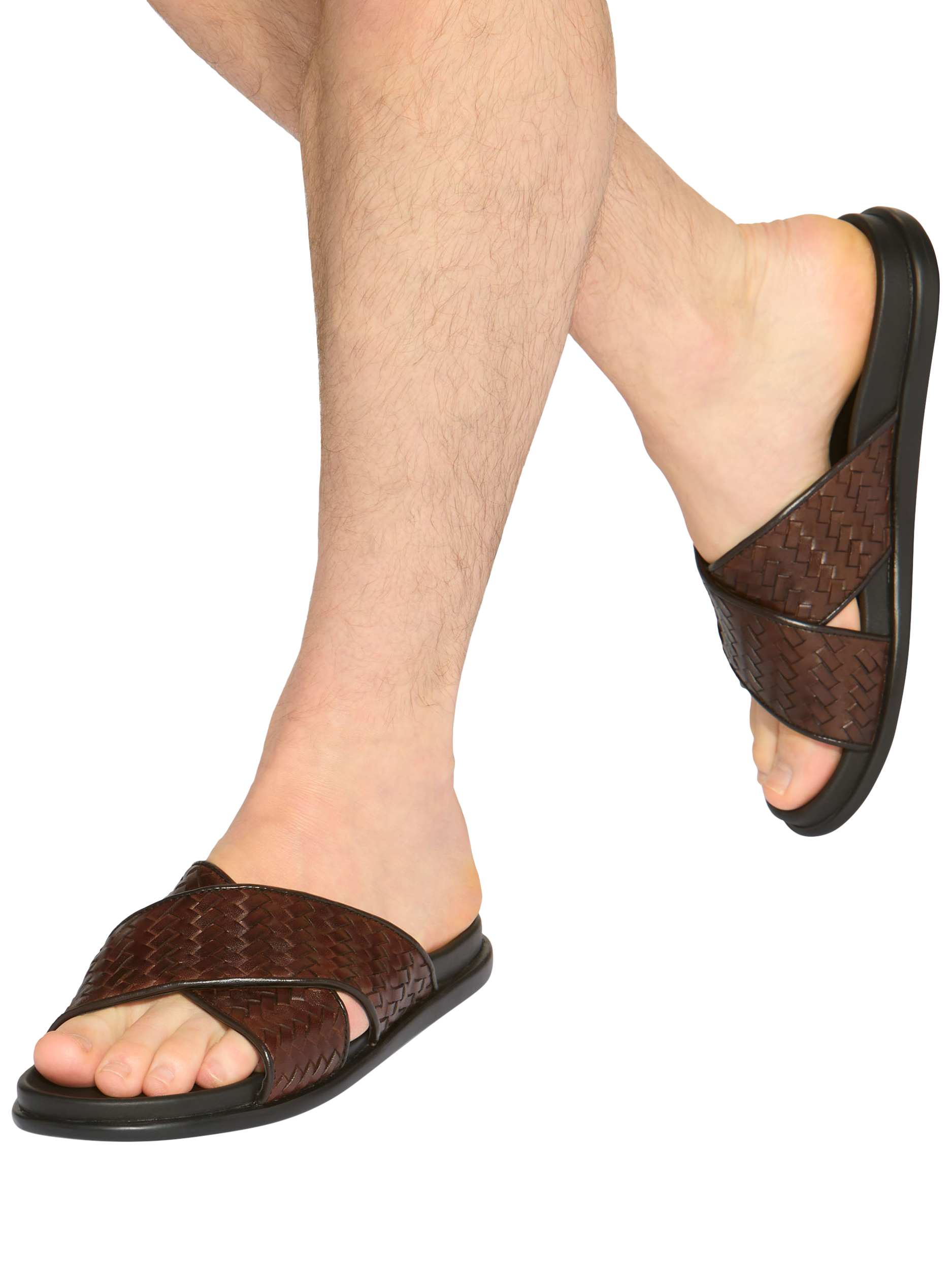 Product image 2 of 5, which shows KG Kurt Geiger Rome Weave Leather Sliders, Brown, 6