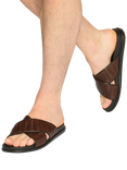 KG Kurt Geiger Rome Weave Leather Sliders, Brown