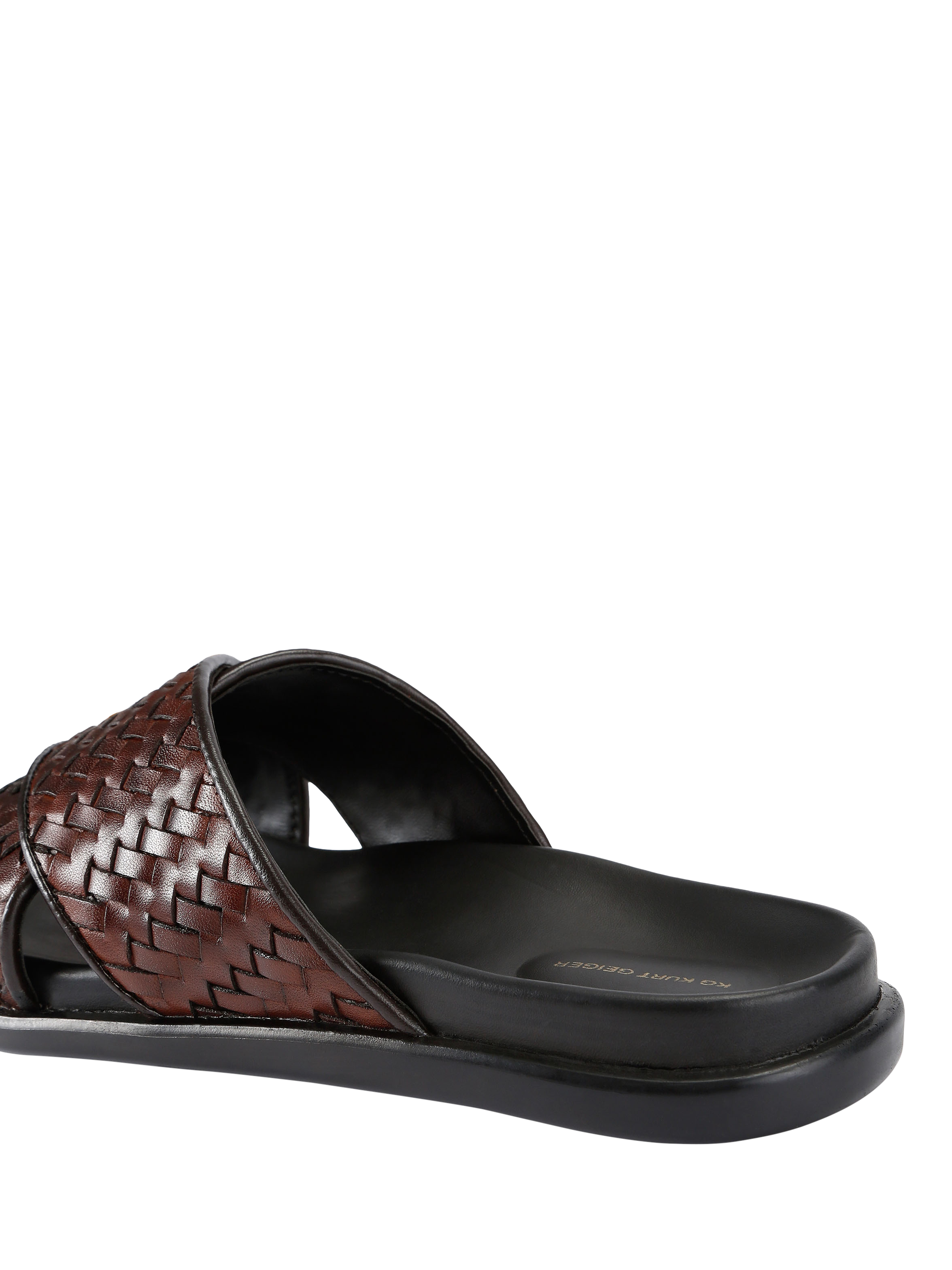 Product image 4 of 5, which shows KG Kurt Geiger Rome Weave Leather Sliders, Brown, 6