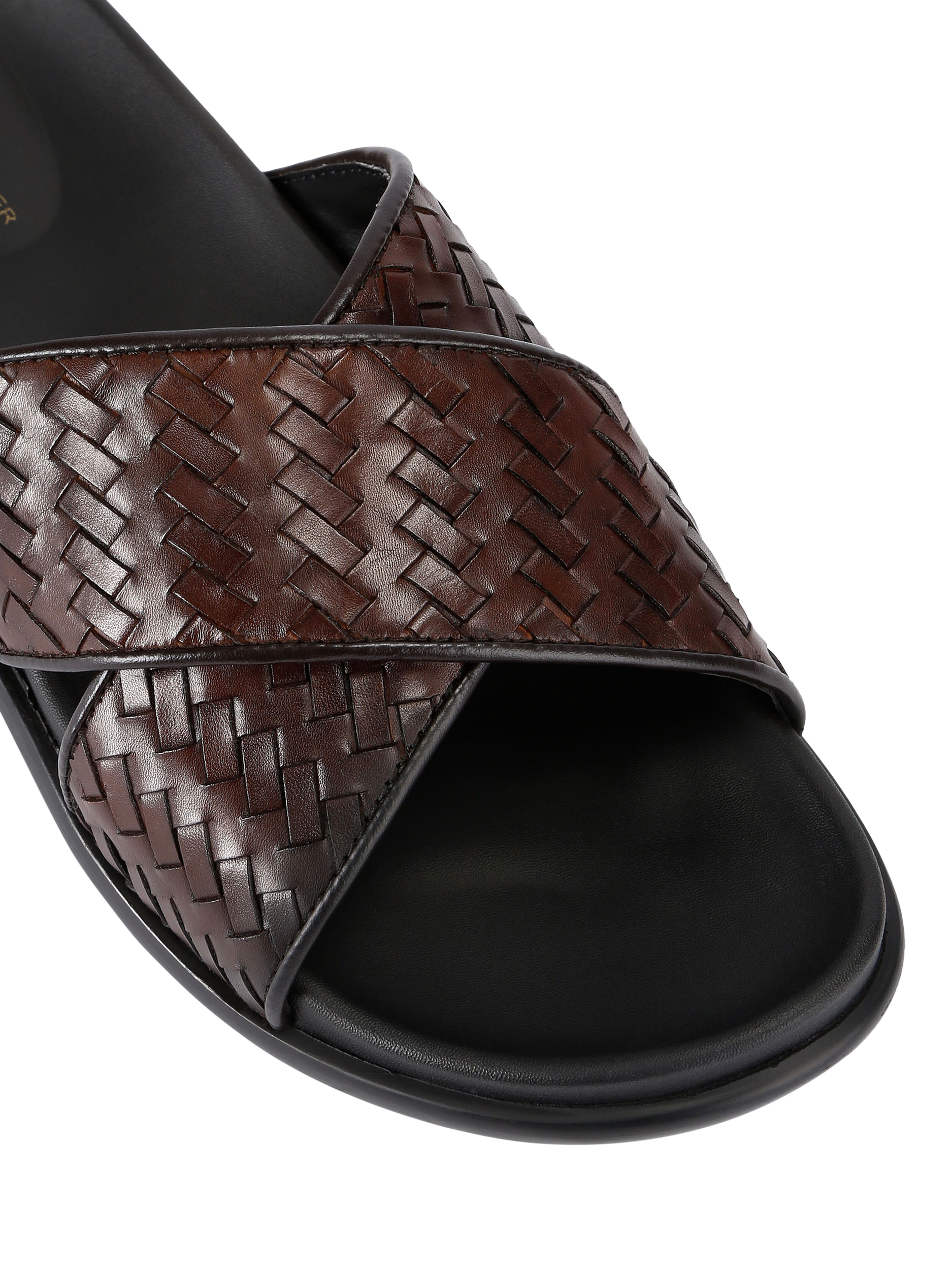 Product image 5 of 5, which shows KG Kurt Geiger Rome Weave Leather Sliders, Brown, 6