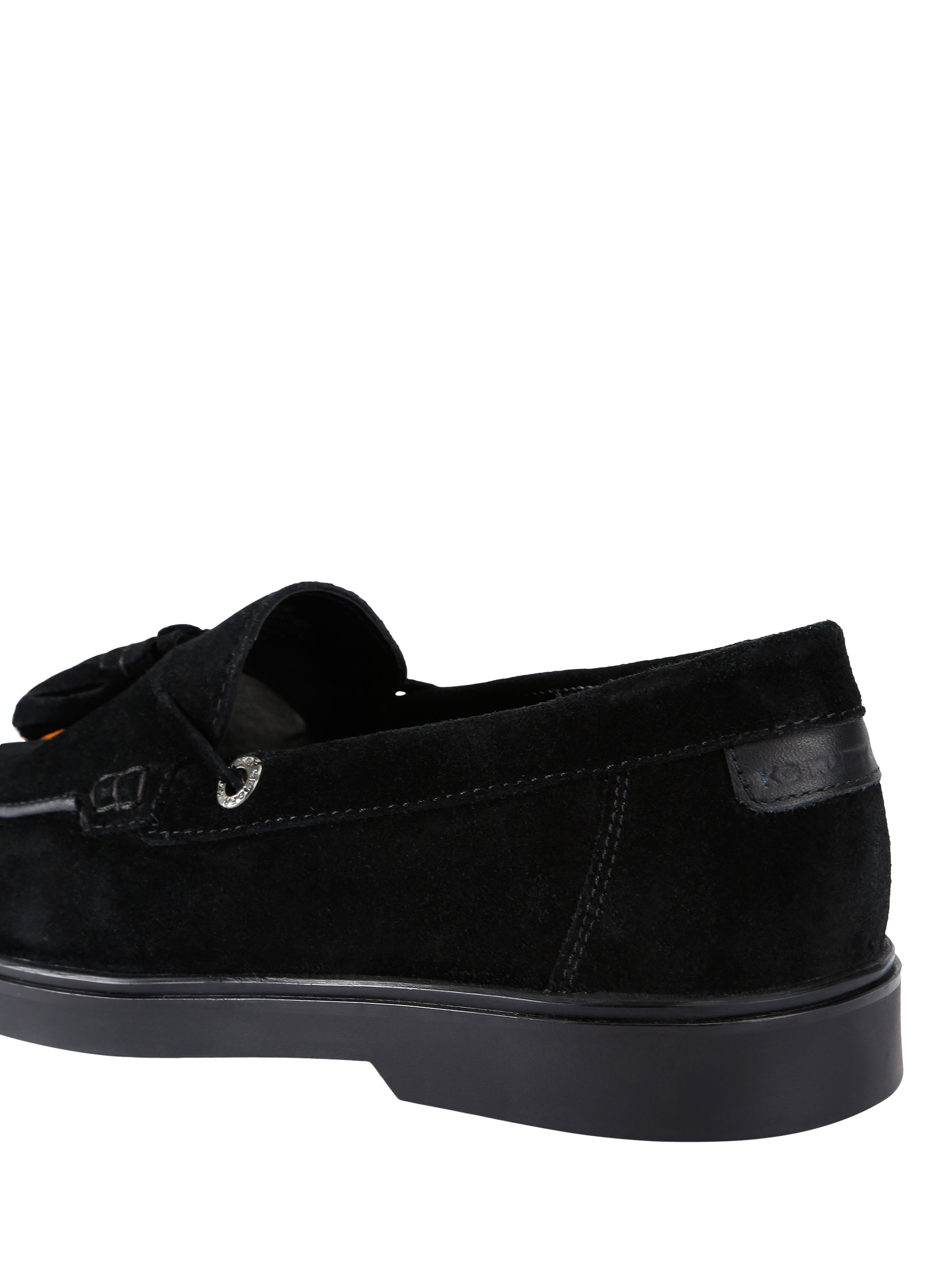 Product image 3 of 4, which shows KG Kurt Geiger Ronan Suede Tassel Loafers, Black, 6