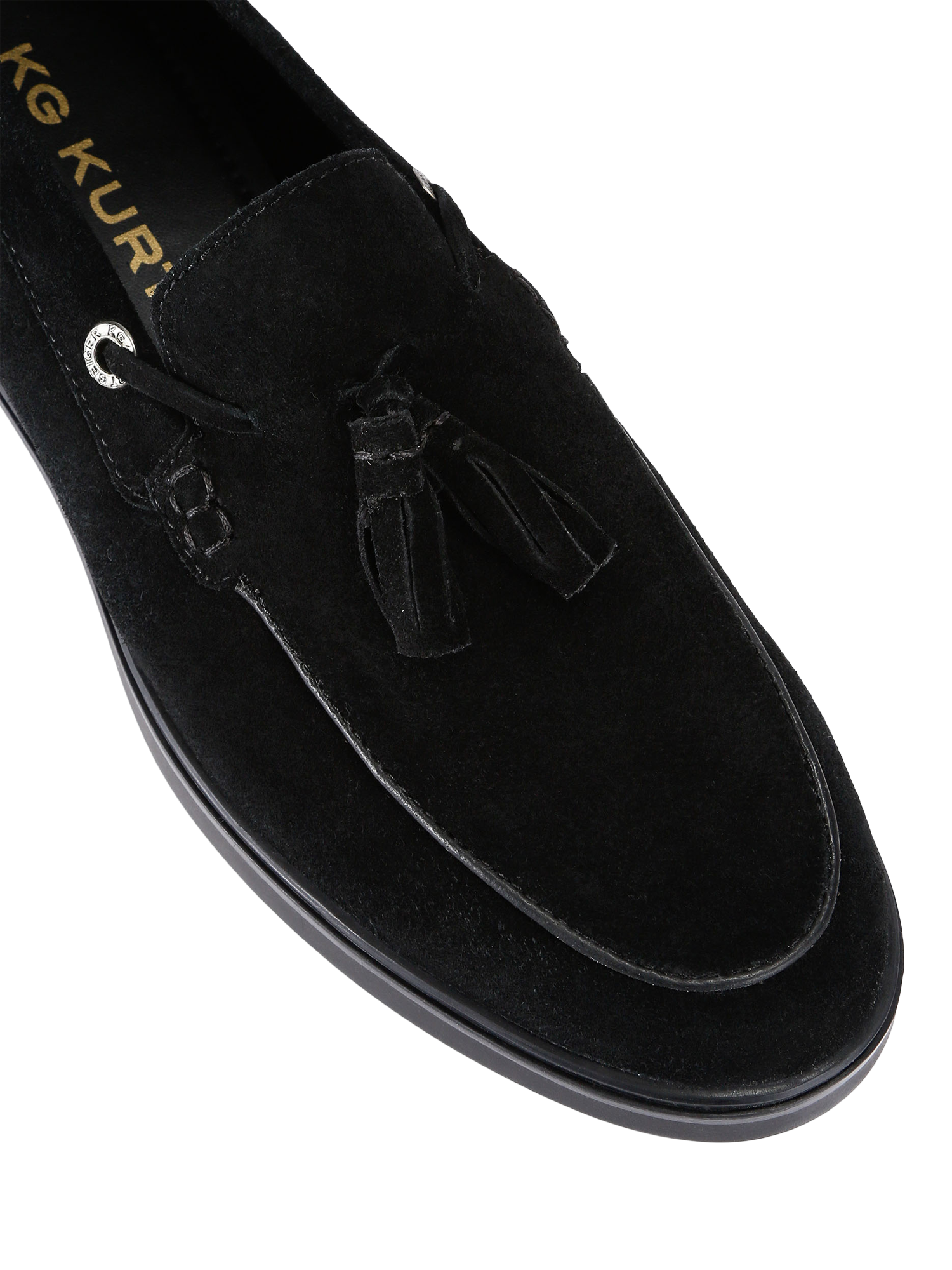 Product image 4 of 4, which shows KG Kurt Geiger Ronan Suede Tassel Loafers, Black, 6