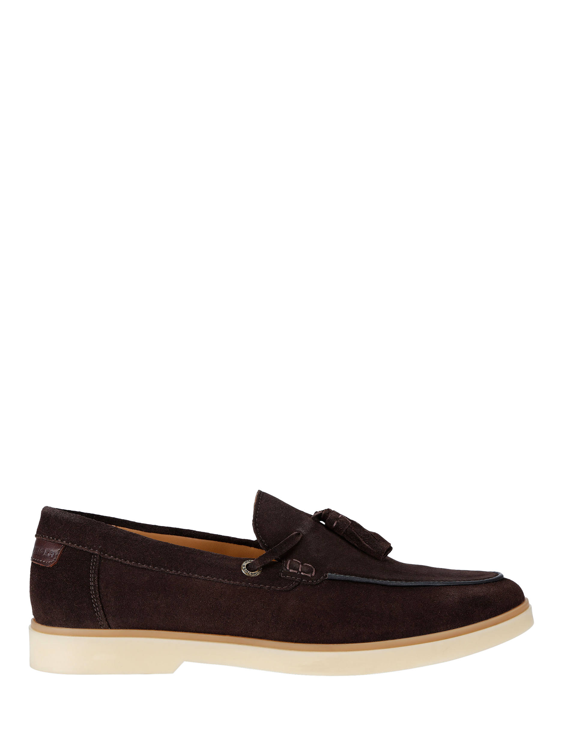 Product image 1 of 4, which shows KG Kurt Geiger Ronan Suede Tassel Loafers, Brown, 6