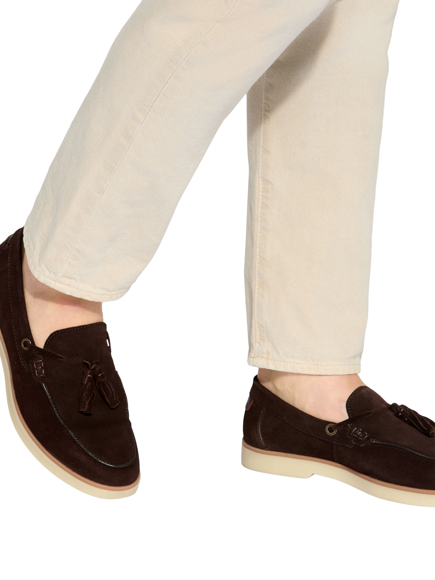 Product image 2 of 4, which shows KG Kurt Geiger Ronan Suede Tassel Loafers, Brown, 6