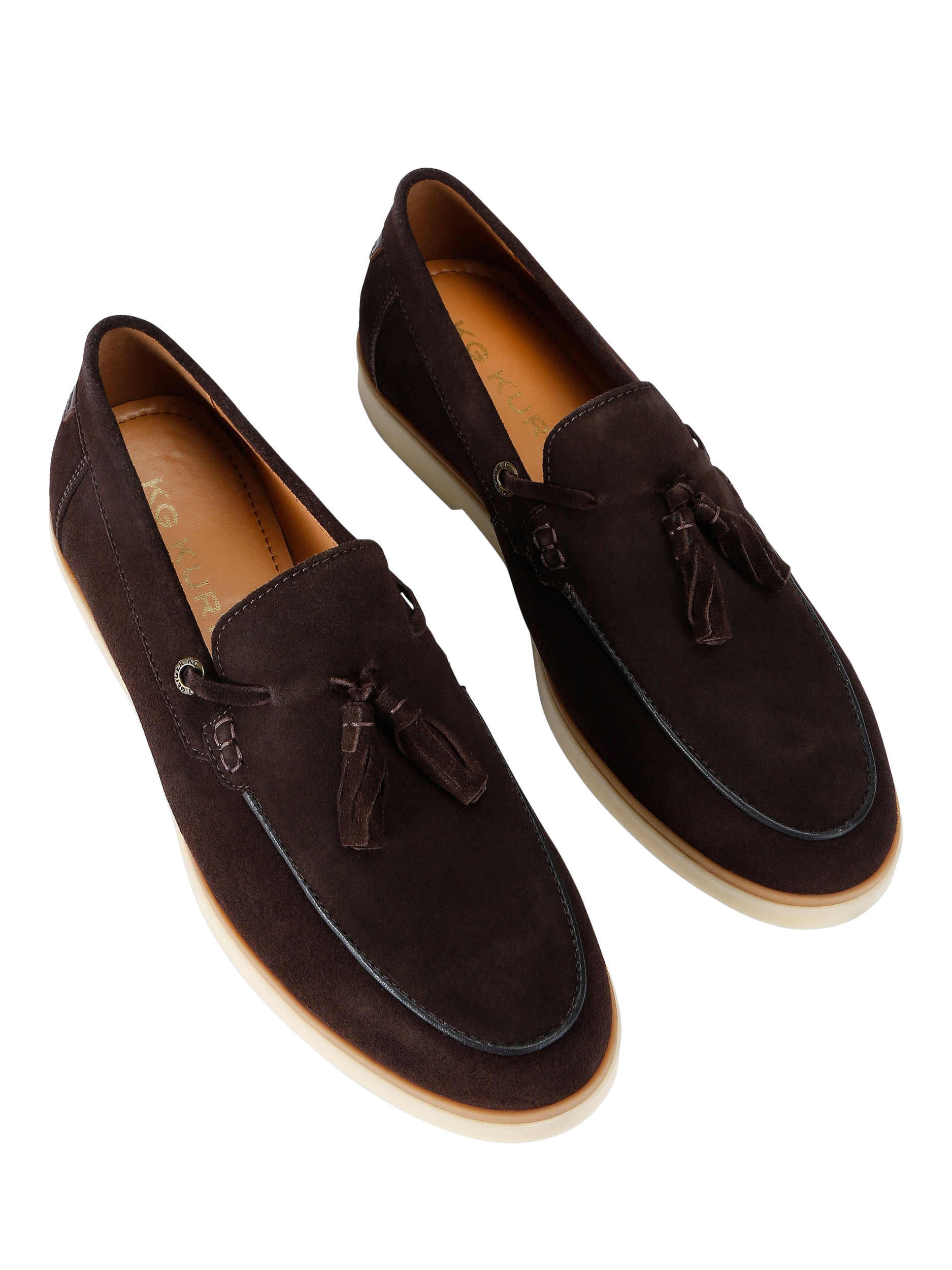 Product image 3 of 4, which shows KG Kurt Geiger Ronan Suede Tassel Loafers, Brown, 6