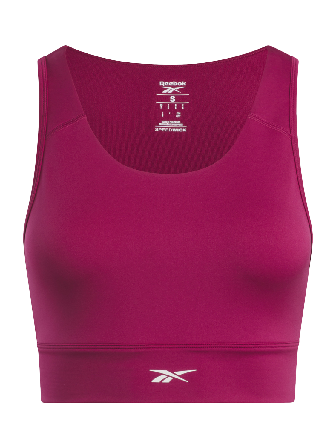 Product image 1 of 2, which shows Reebok ID Training Sports Bra, Very Berry, XS