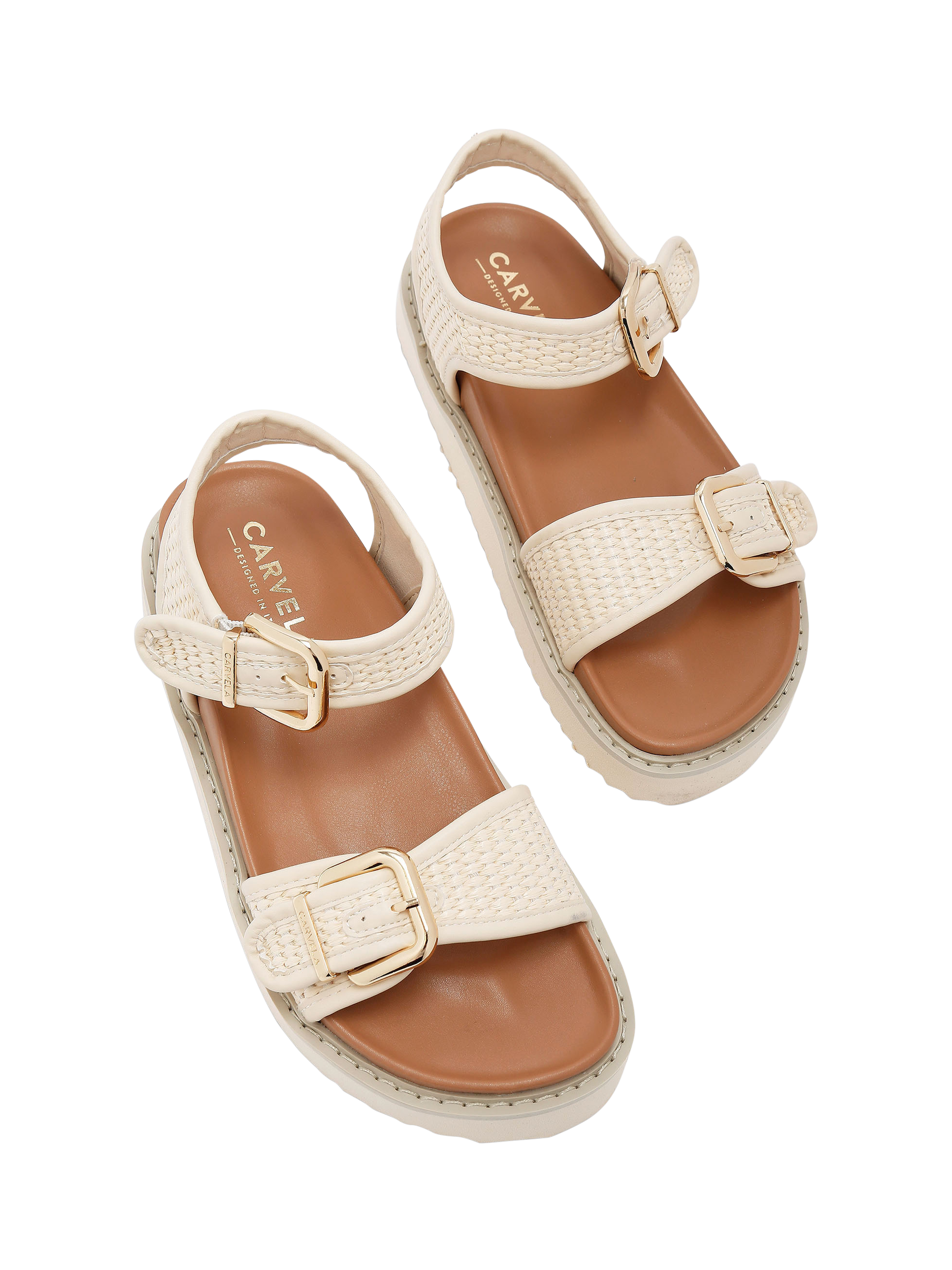 Product image 2 of 4, which shows Carvela Lenora Raffia Footbed Sandals, Natural Putty, 2