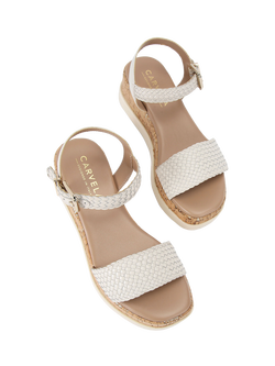 Carvela Serenita Leather Weave Sandals - view 2, Natural Putty