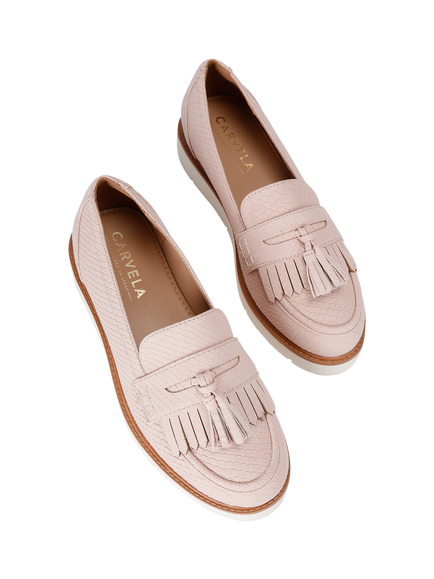 Carvela Sky Tassel Snake-Effect Slip-On Loafers - view 2, Pink