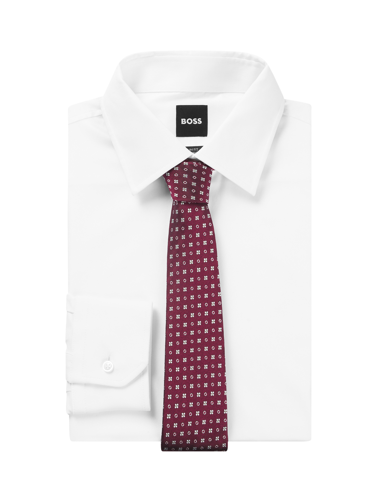 Product image 4 of 4, which shows BOSS Floral Circles Silk Rich Tie, Dark Pink