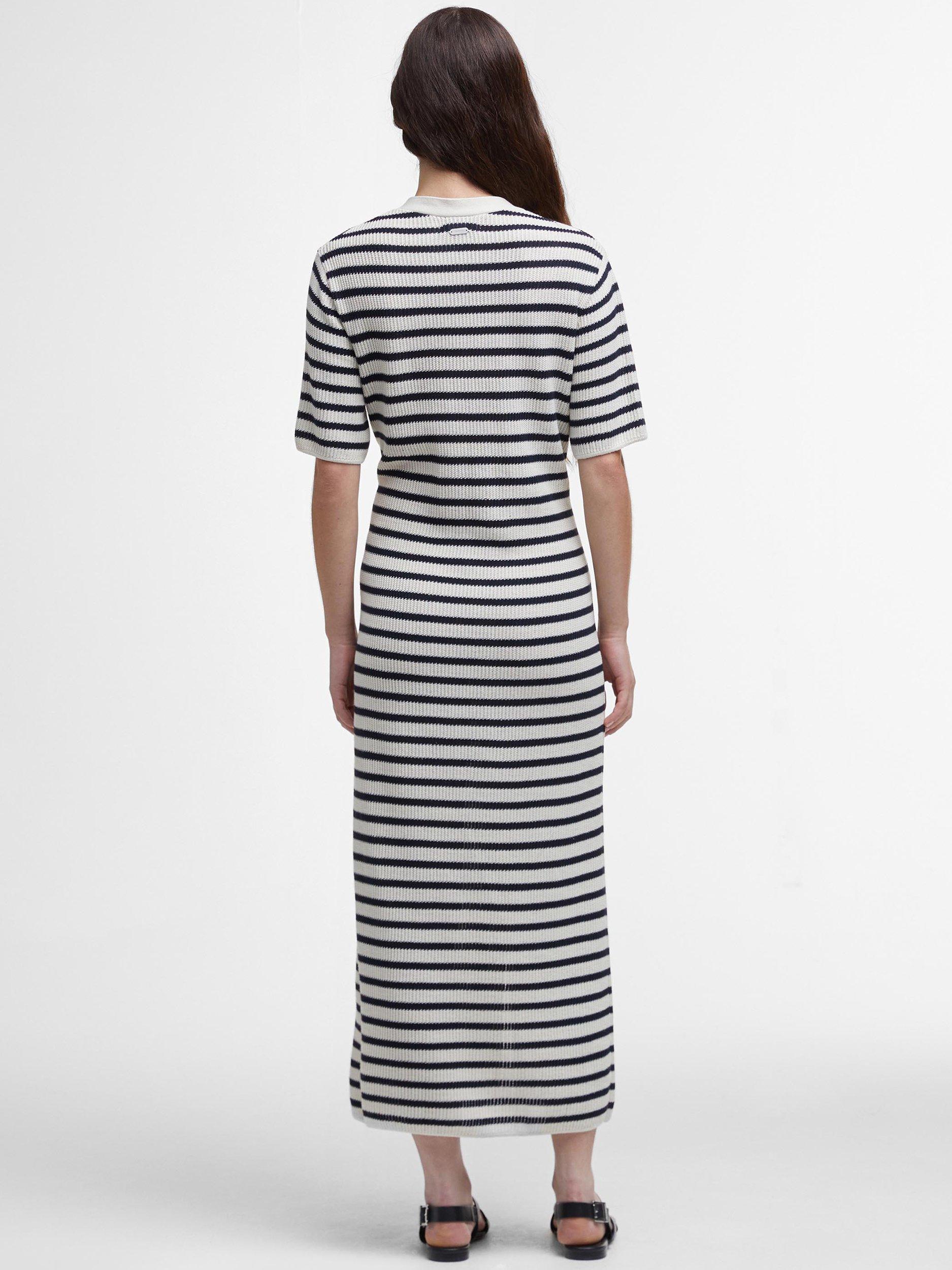 Product image 2 of 6, which shows Barbour Isla Striped Stretch Cotton Midi Dress, Multi Stripe, 8