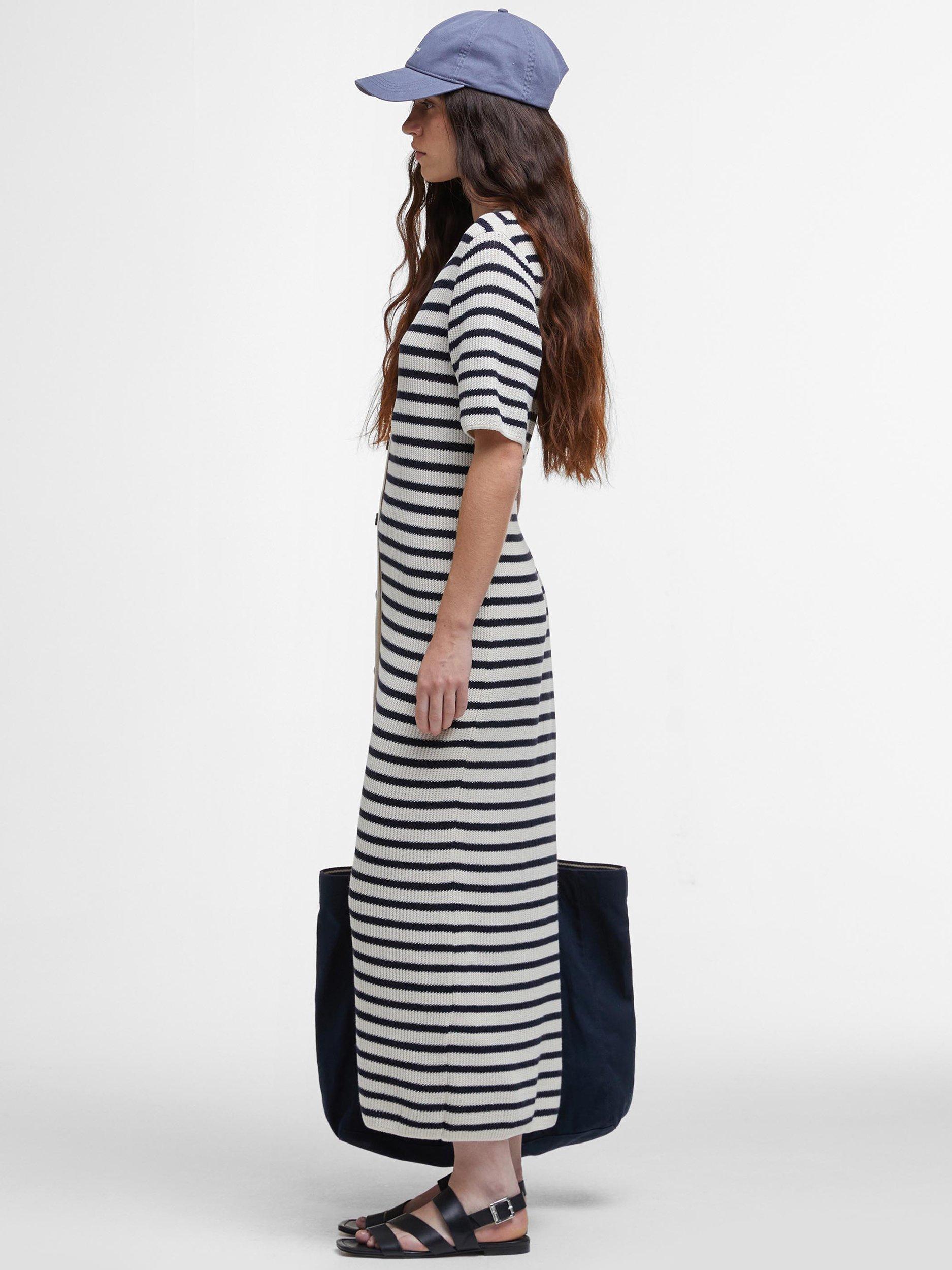 Product image 3 of 6, which shows Barbour Isla Striped Stretch Cotton Midi Dress, Multi Stripe, 8