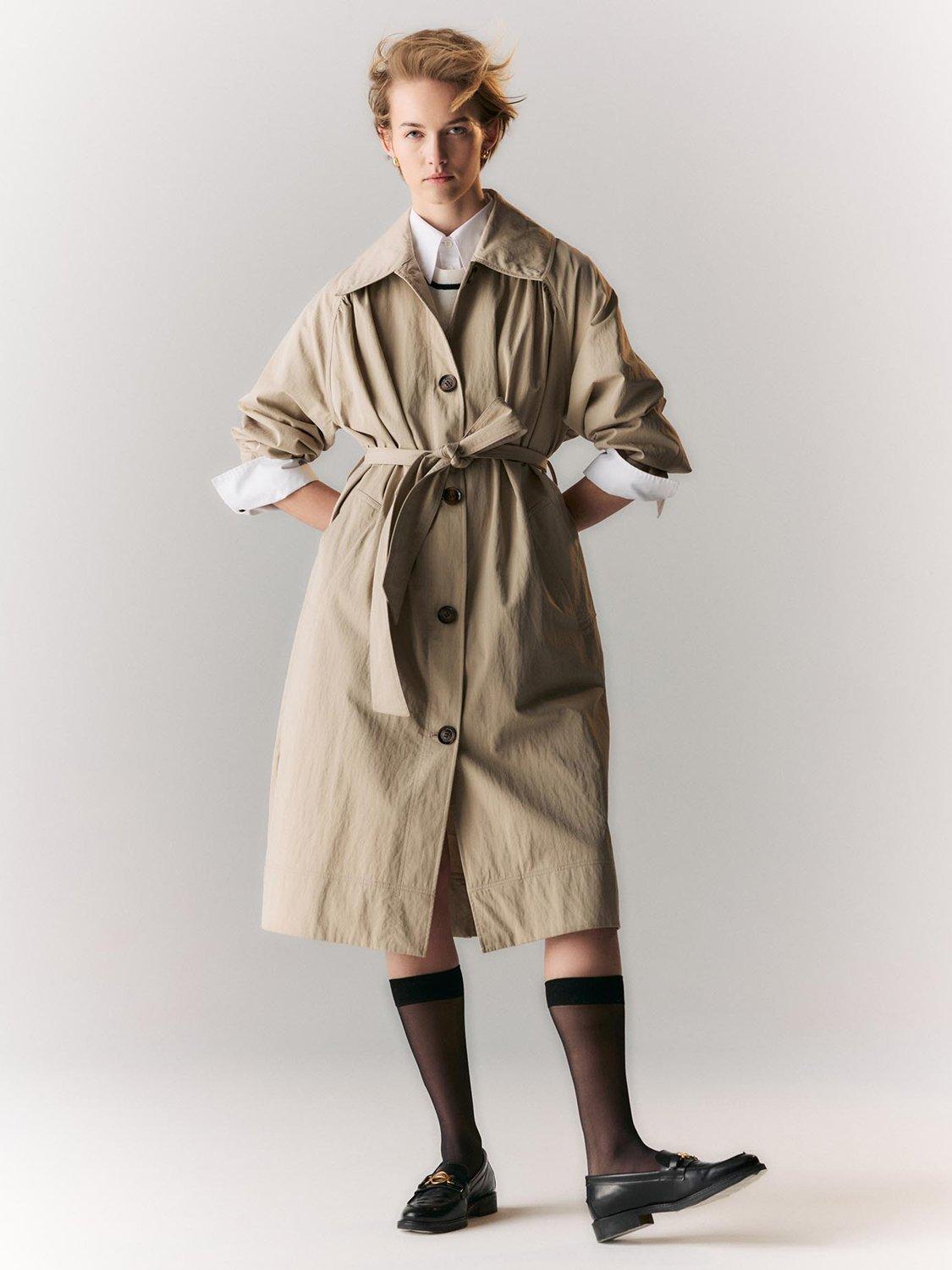 Product image 9 of 9, which shows Barbour Garbo Showerproof Trench Coat, Light Beige, 10
