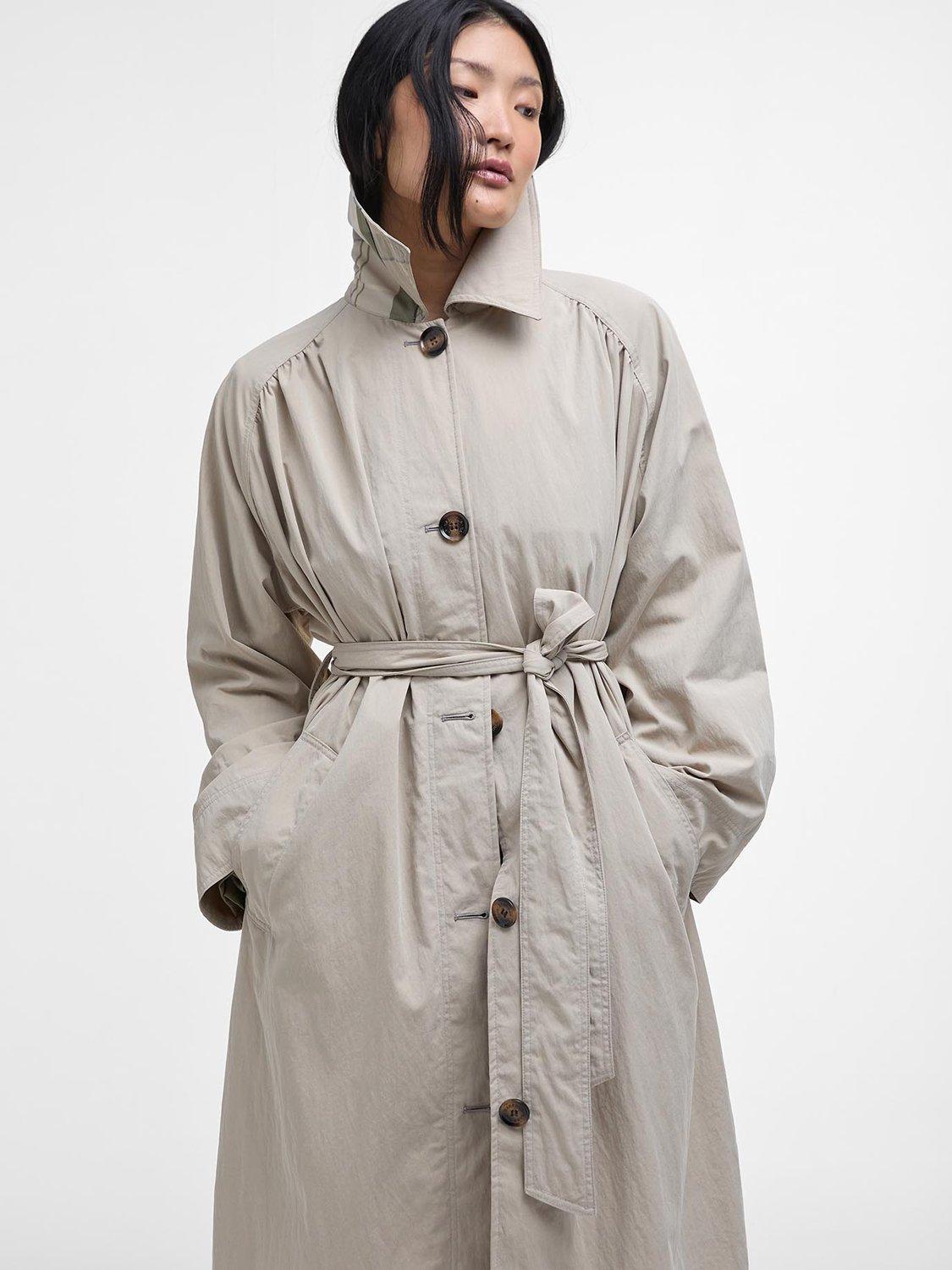 Product image 4 of 9, which shows Barbour Garbo Showerproof Trench Coat, Light Beige, 10