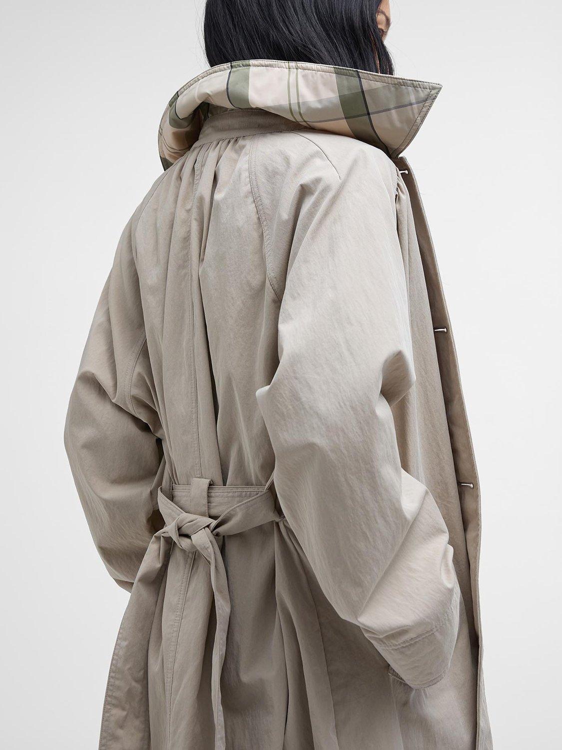 Product image 6 of 9, which shows Barbour Garbo Showerproof Trench Coat, Light Beige, 10