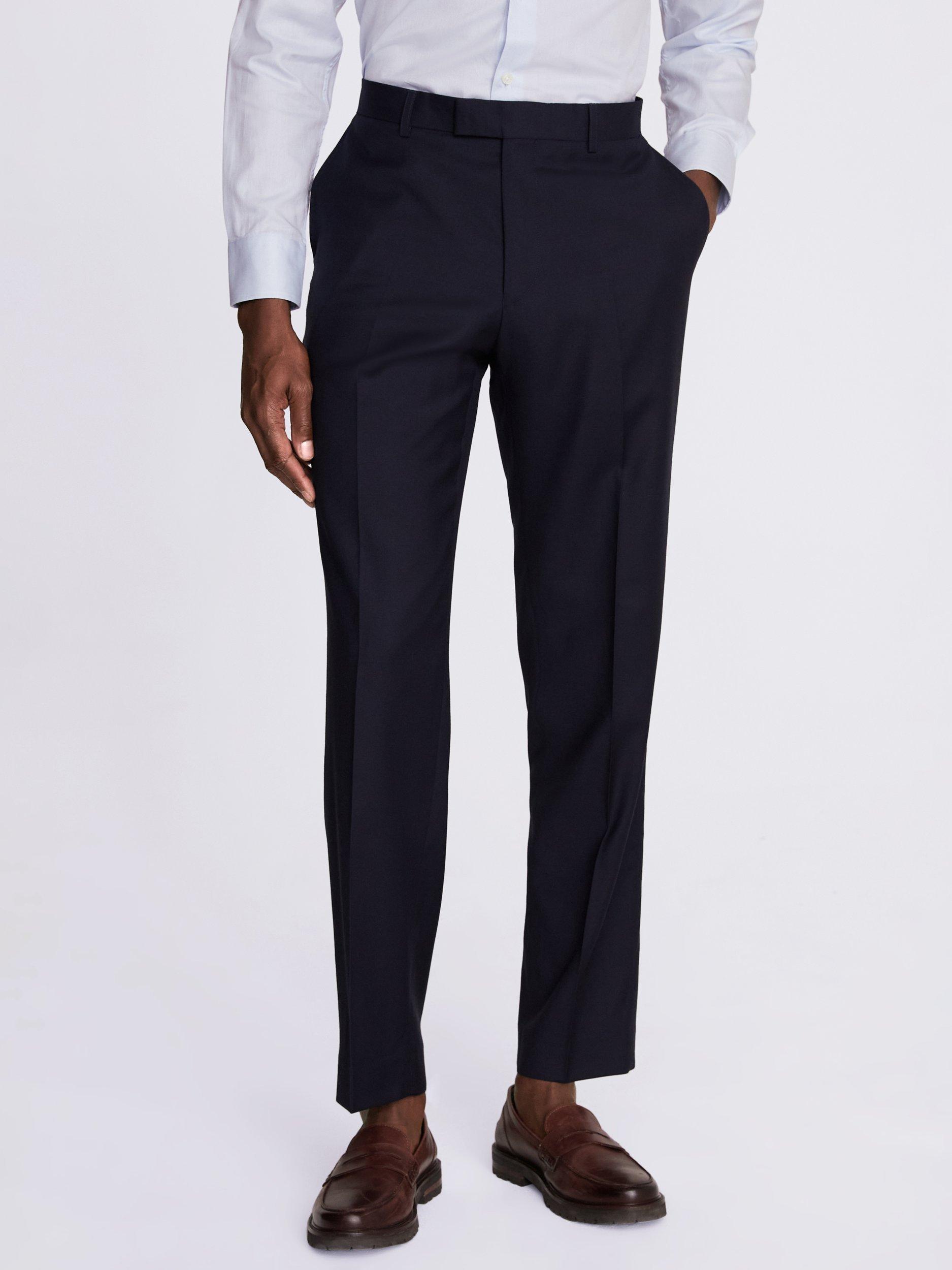 Product image 1 of 3, which shows Moss Regular Fit Wool Twill Trousers, Navy, 30S