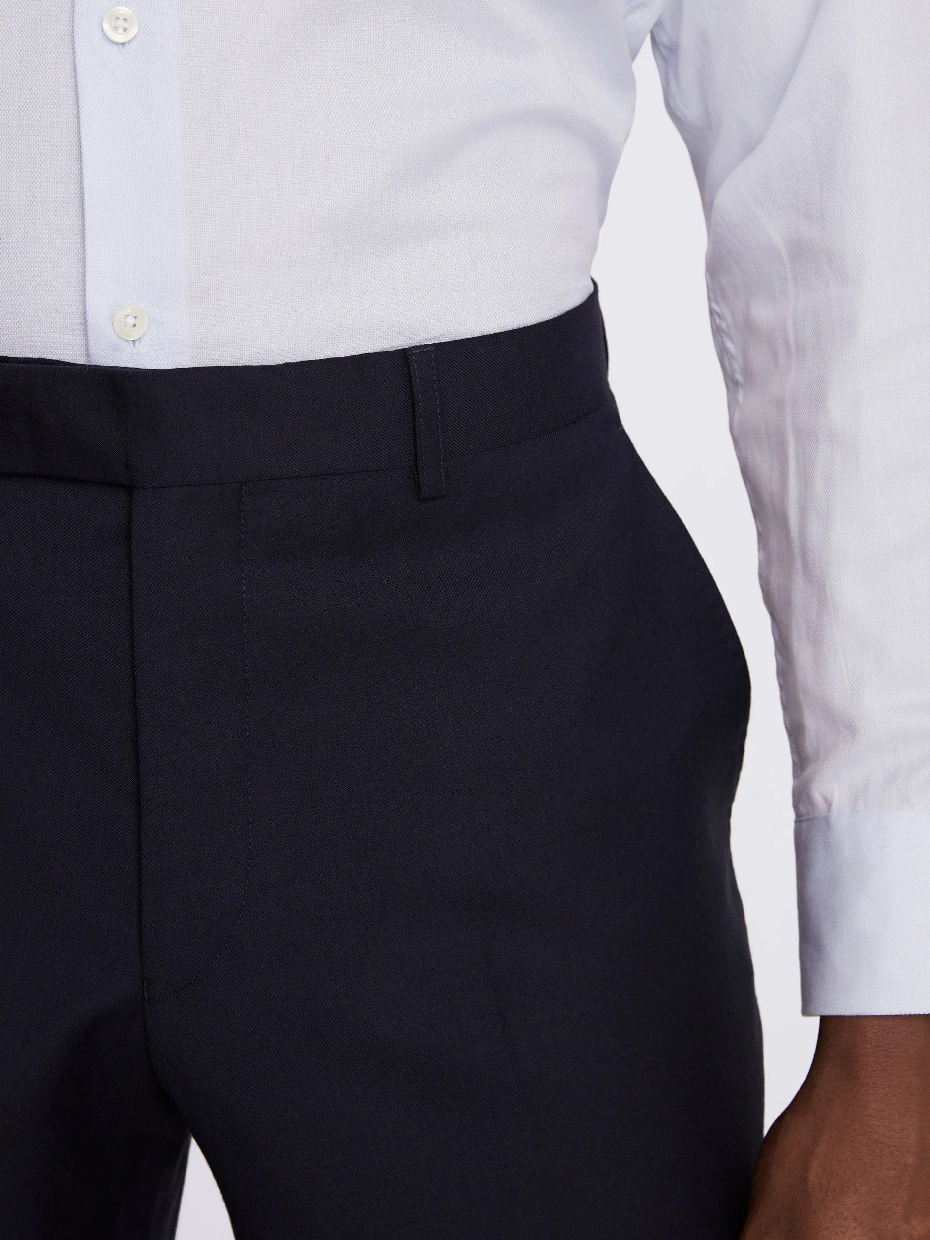 Product image 3 of 3, which shows Moss Regular Fit Wool Twill Trousers, Navy, 30S