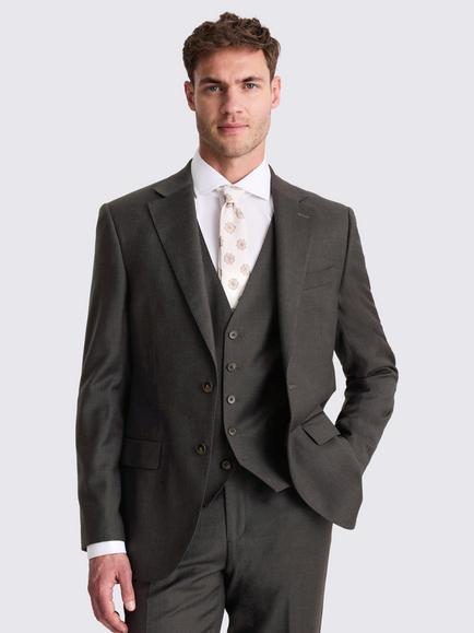 Moss Regular Fit Twill Suit Jacket, Charcoal