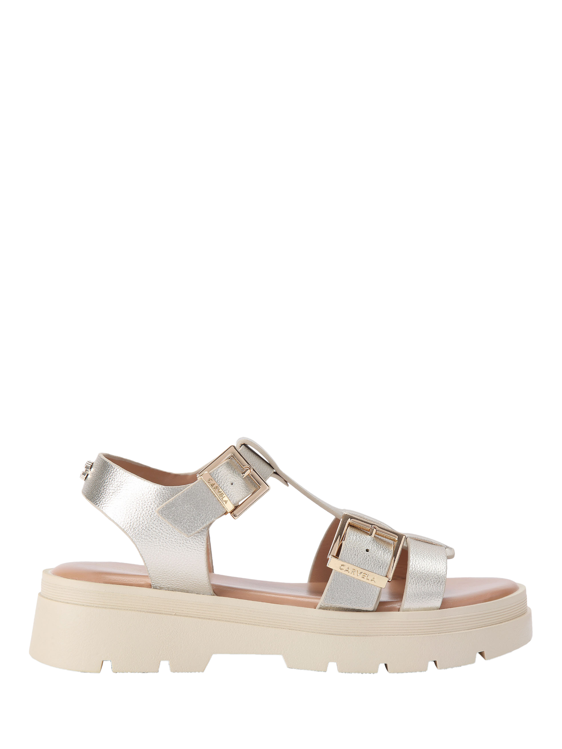 Product image 1 of 4, which shows Carvela Bormio Metallic Chunky Sandals, Champagne, 2