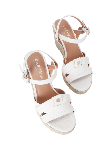 Carvela Bravo Wedge Heel Strappy Sandals, Natural Putty - view 2, Natural Putty