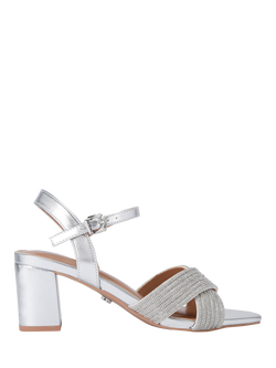 Carvela Divine Block Heel Embellished Sandals, Silver