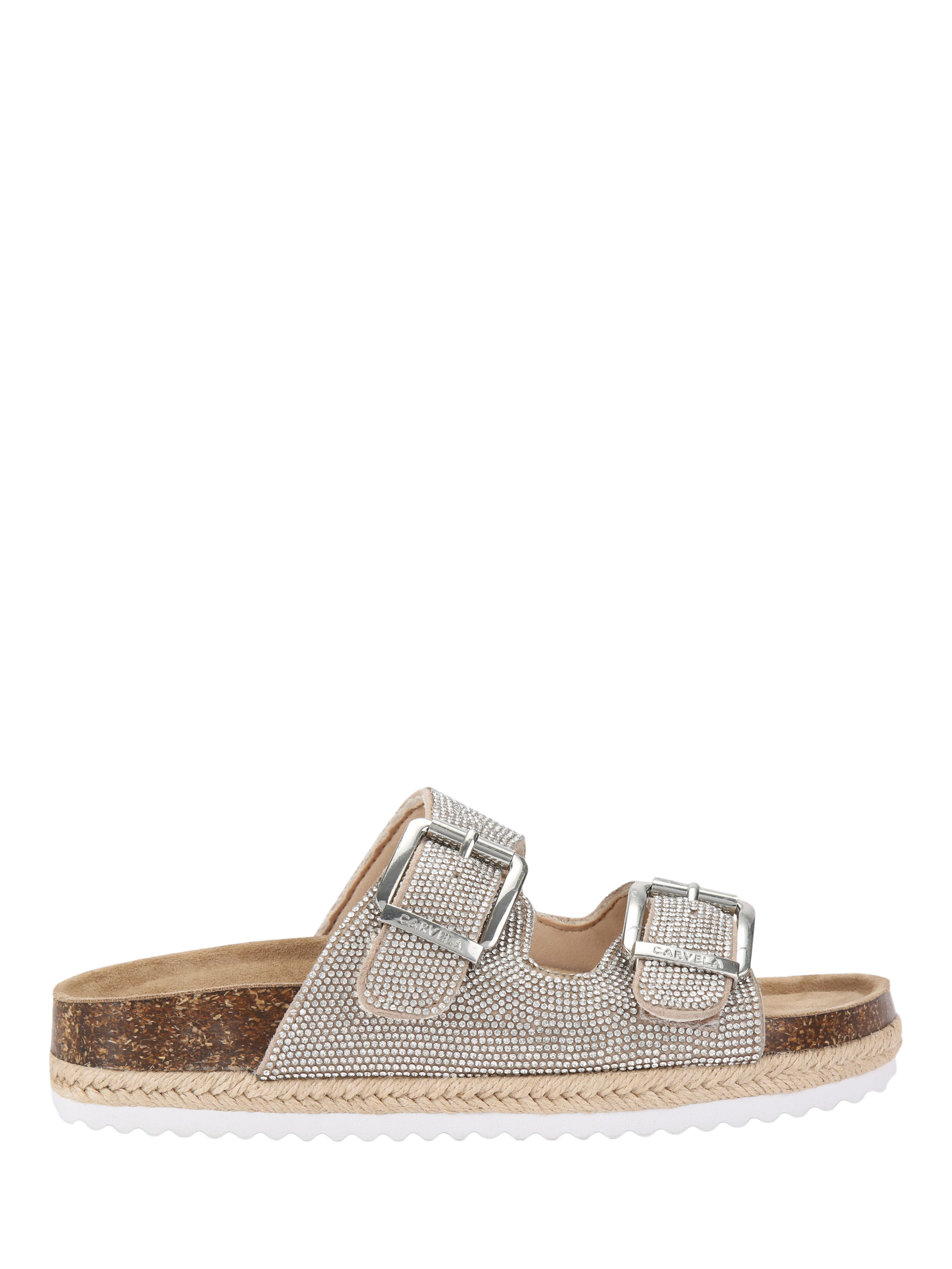 Carvela Paradise Jewel Embellished Footbed Sandals, Silver