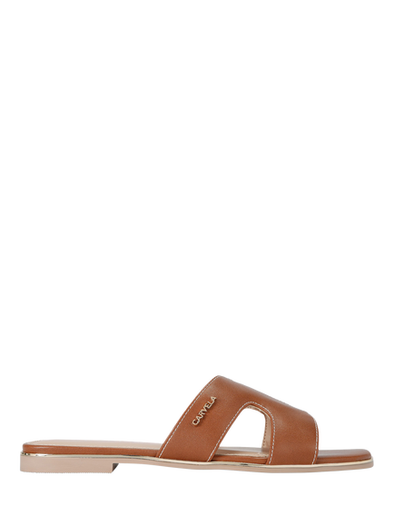 Carvela Rivo Cut Out Flat Slider Sandals, Brown Tan