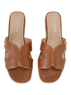 Carvela Rivo Cut Out Flat Slider Sandals - view 2, Brown Tan