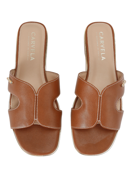 Carvela Rivo Cut Out Flat Slider Sandals - view 2, Brown Tan