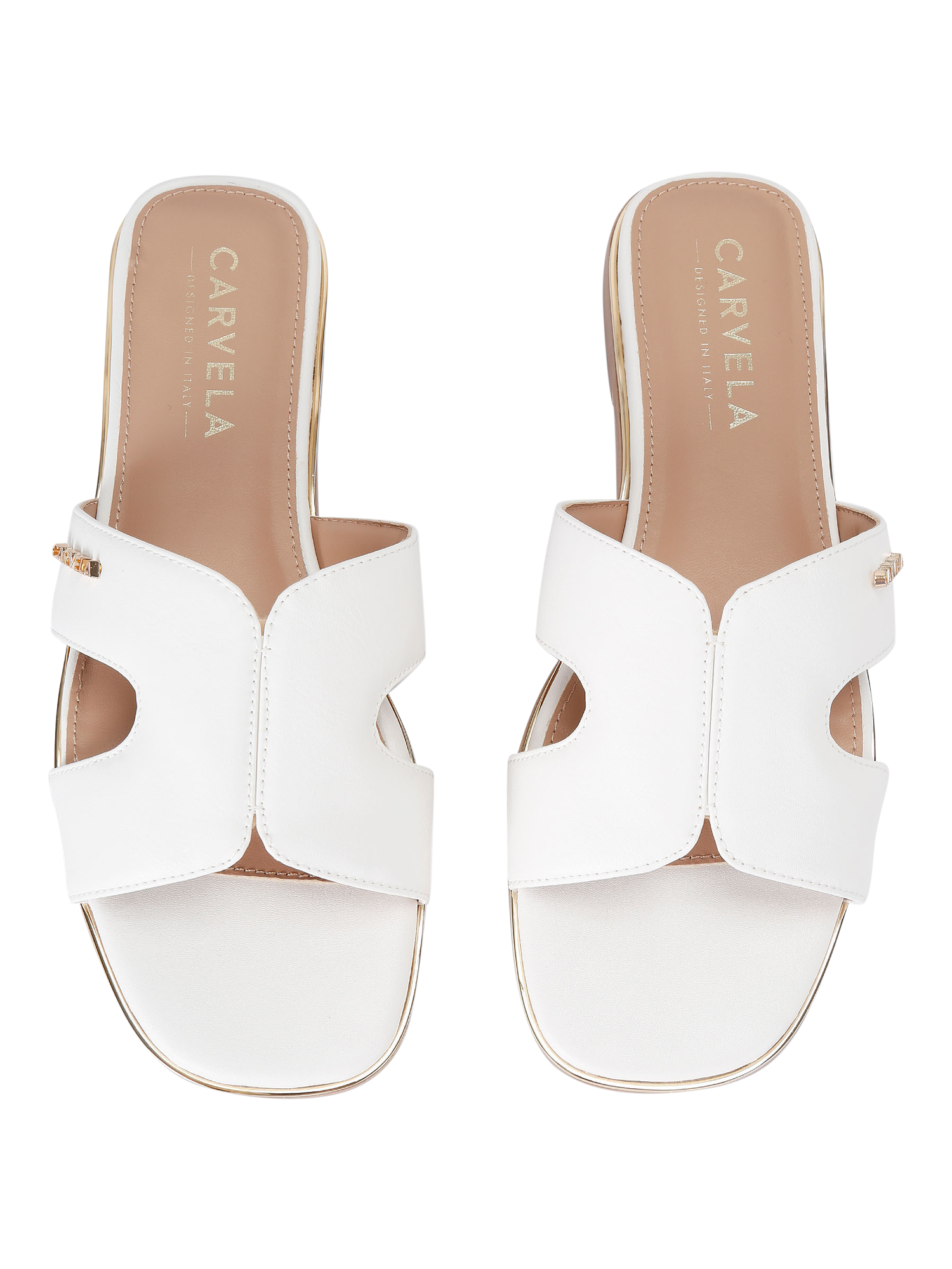 Product image 2 of 4, which shows Carvela Rivo Cut Out Flat Slider Sandals, Natural Putty, 2