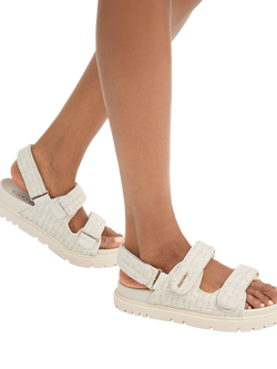 Carvela Rosa Fabric Footbed Sandals, Natural Cream - view 2, Natural Cream