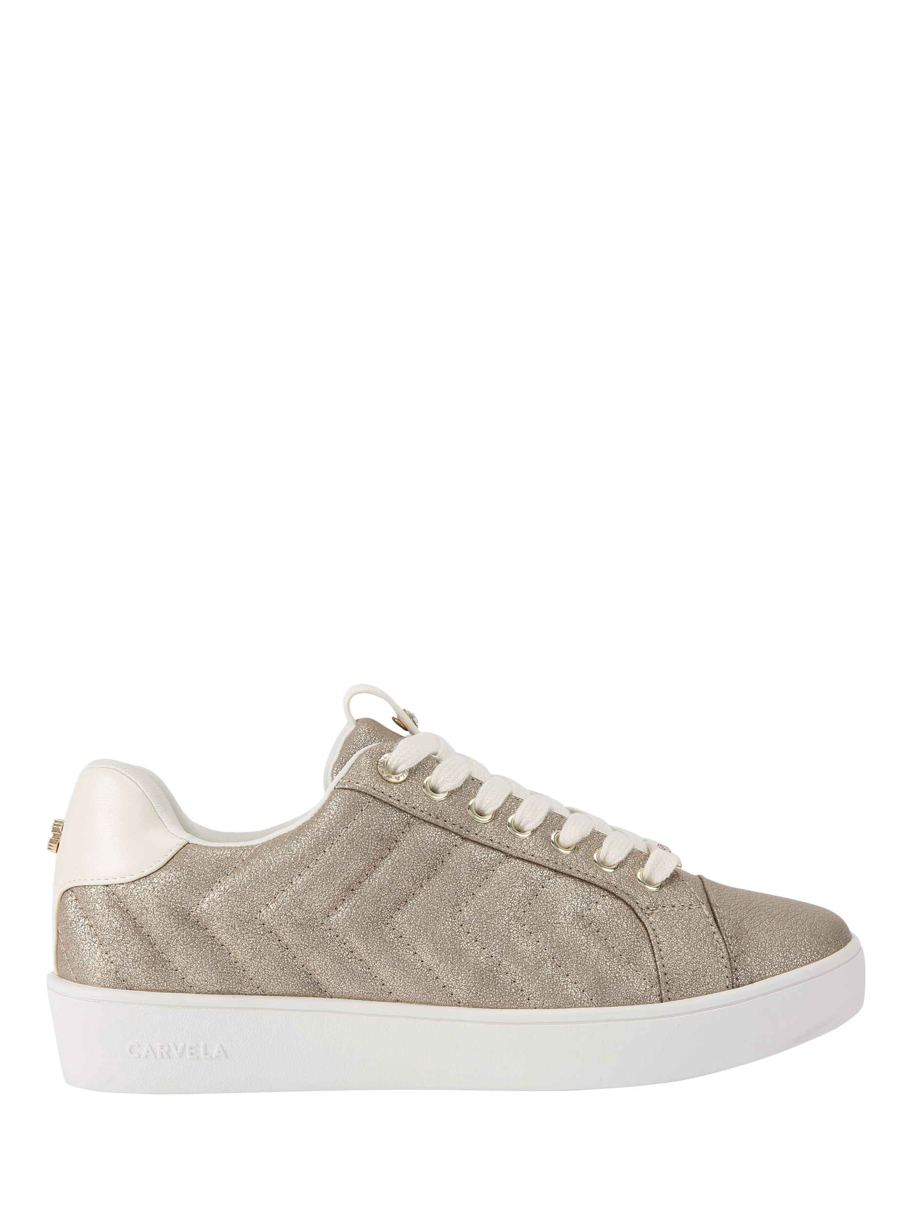 Carvela Joyful Lace Up Quilted Trainers, Bronze