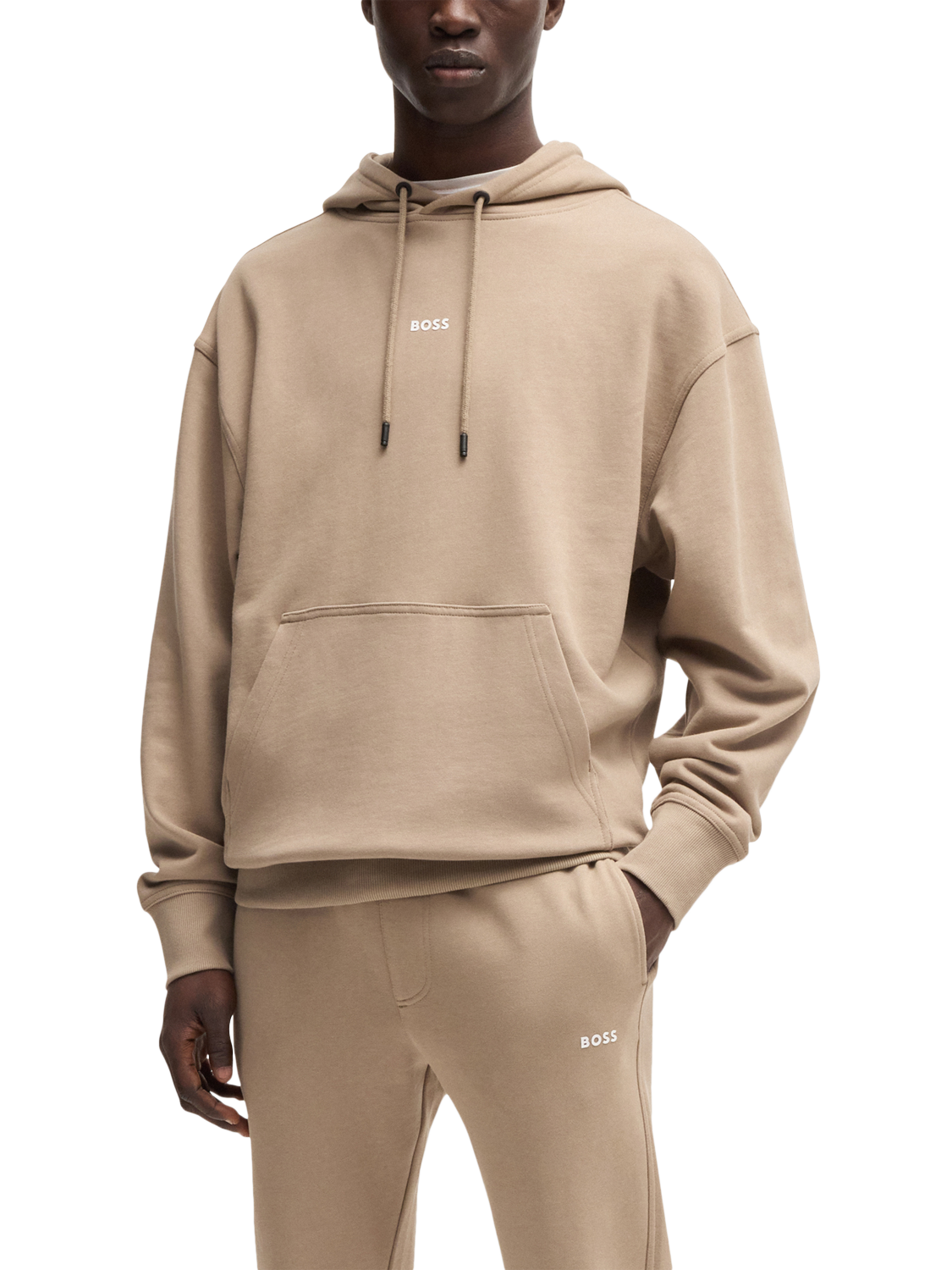 Product image 1 of 5, which shows BOSS Cotton Regular Fit Hoodie, Mid Brown, S
