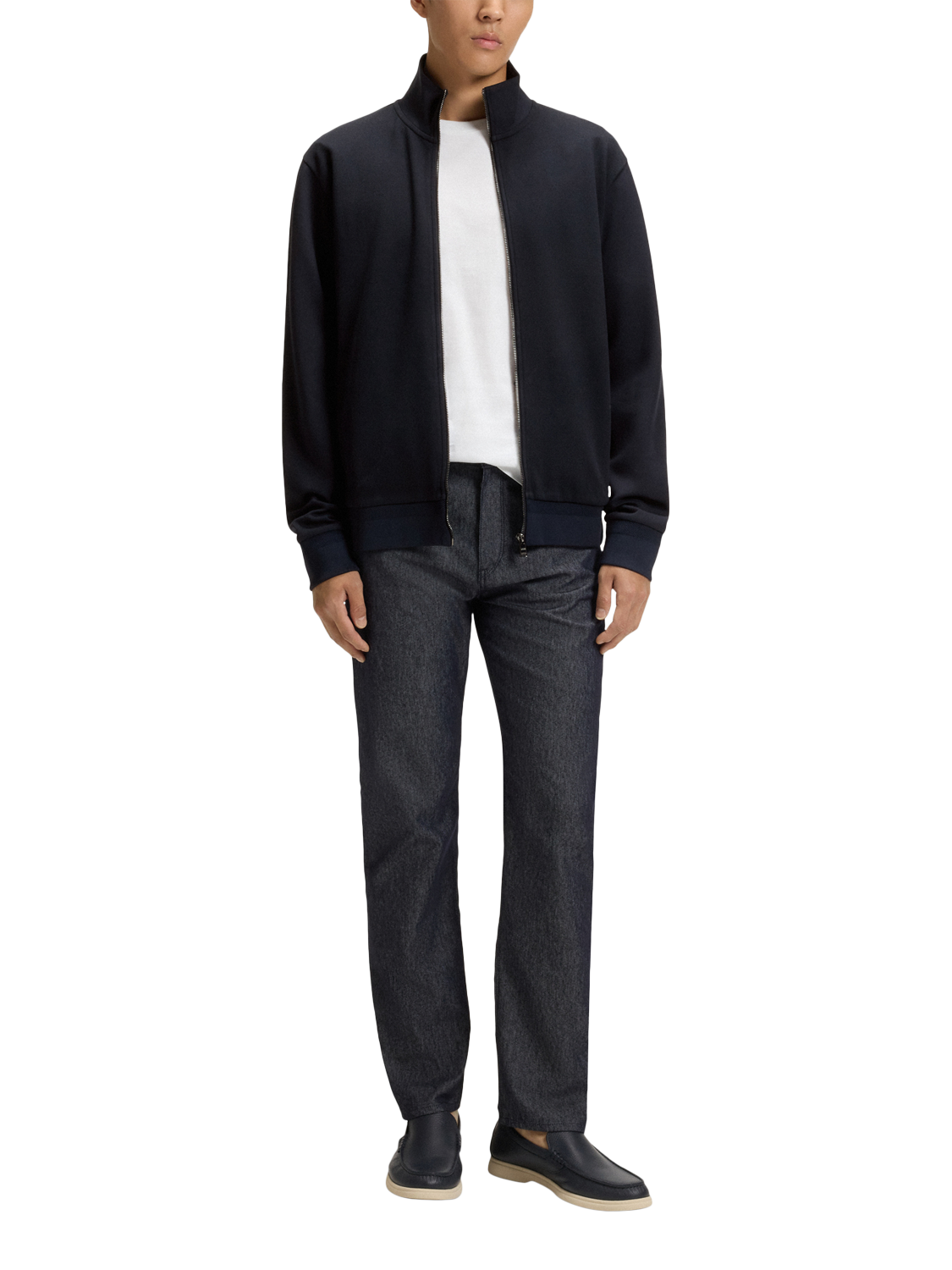 Product image 3 of 5, which shows HUGO BOSS BOSS Shepherd Zip Front Cotton Blend Sweatshirt, Dark Blue, XS